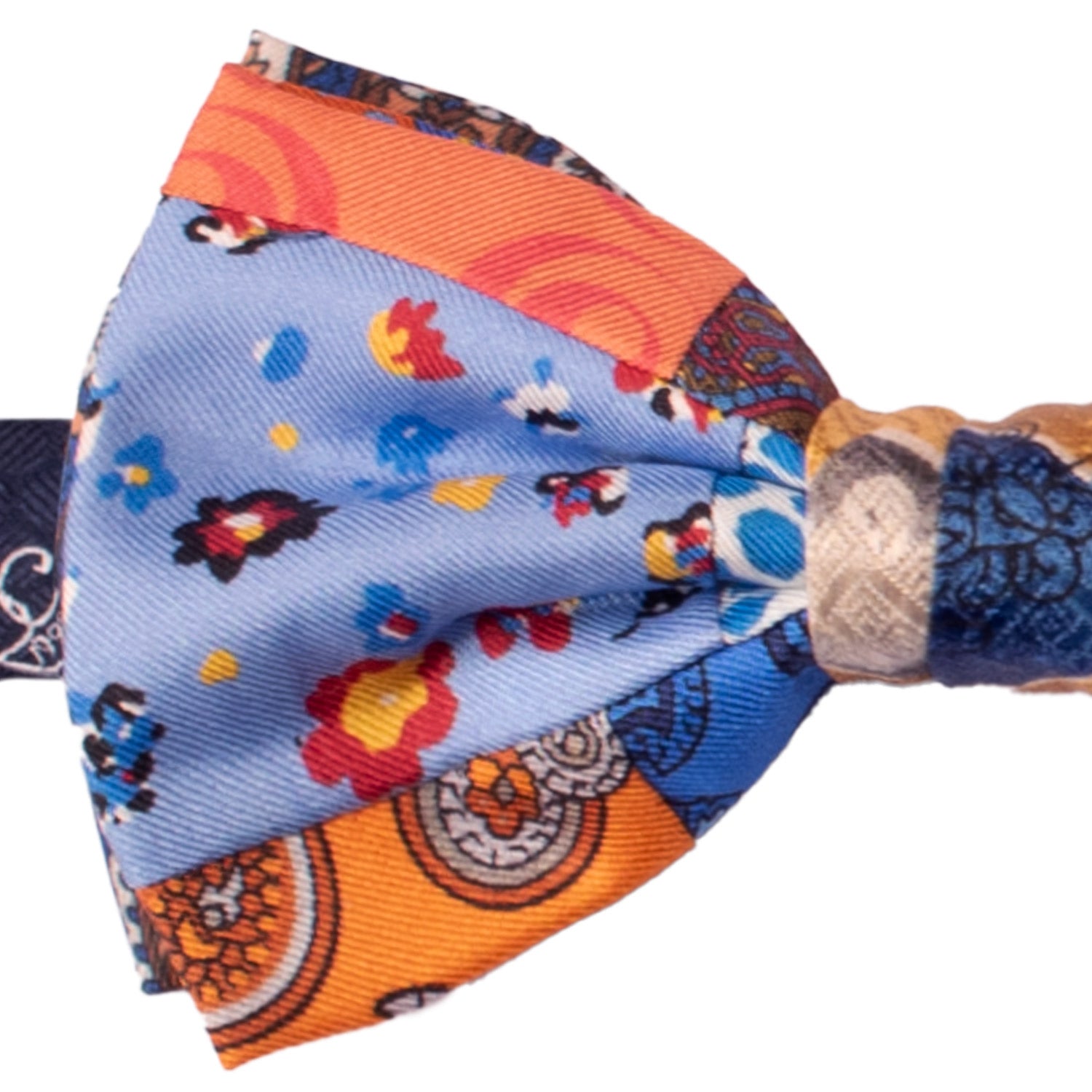 Papillon Annodato Patchwork Stampa di Seta Fantasia Multicolor PATCH1040 Made in Italy Graffeo Cravatte Dettaglio