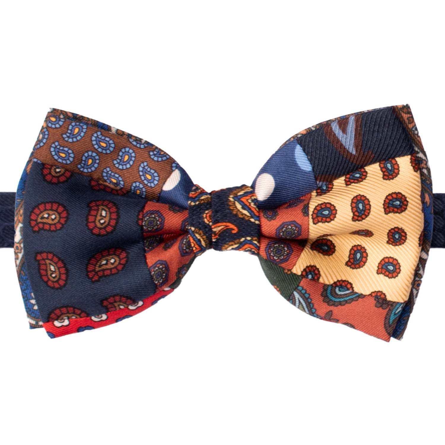 Papillon Annodato Patchwork Stampa di Seta Fantasia Multicolor PATCH1044 Made in Italy Graffeo Cravatte