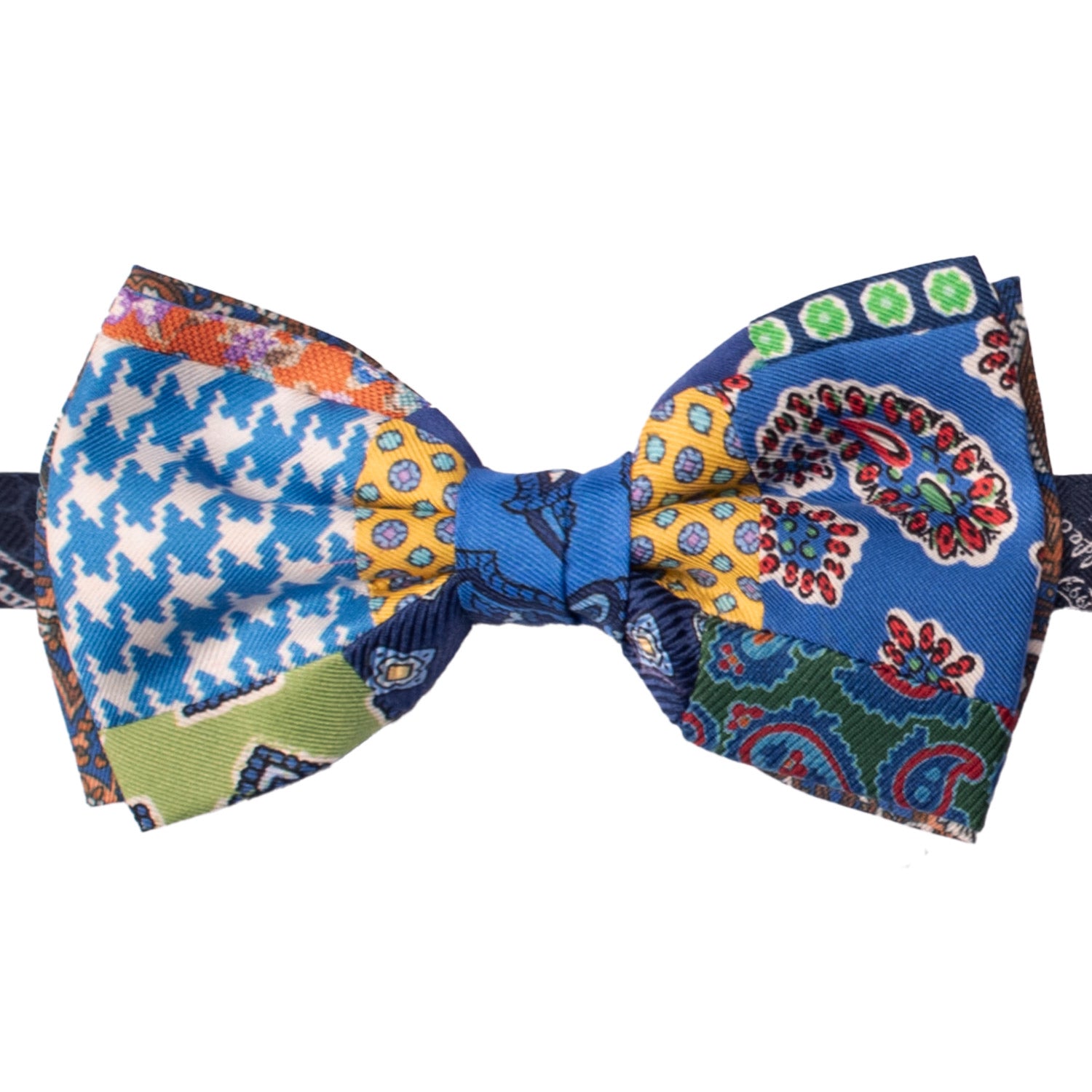 Papillon Annodato Patchwork Stampa di Seta Fantasia Multicolor PATCH1045 Made in Italy Graffeo Cravatte