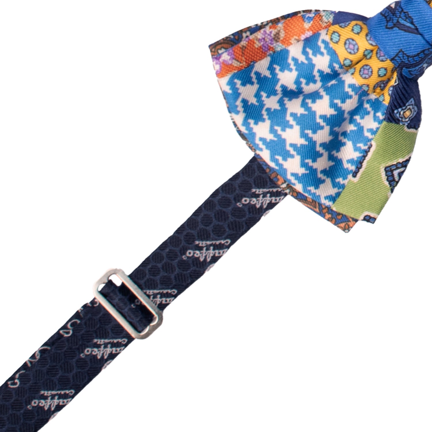 Papillon Annodato Patchwork Stampa di Seta Fantasia Multicolor PATCH1045 Made in Italy Graffeo Cravatte Pre-Tied