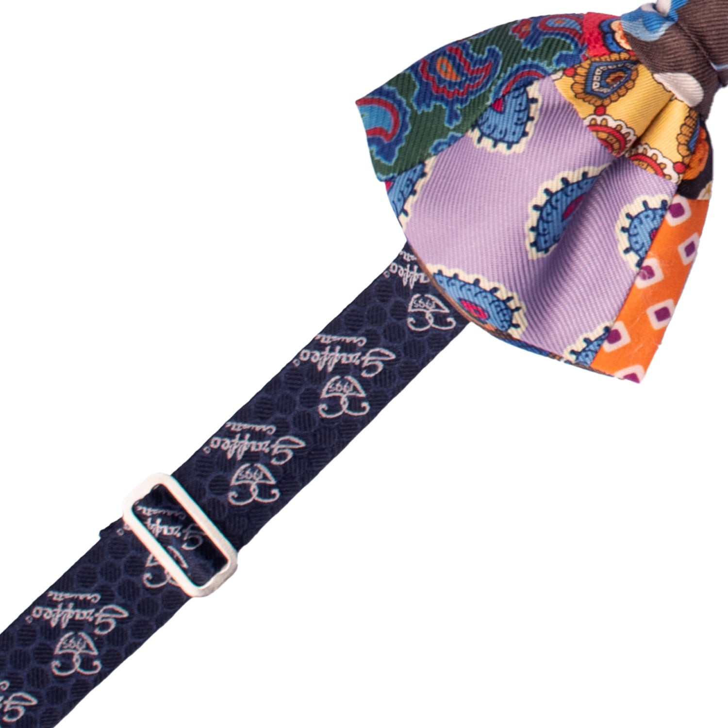 Papillon Annodato Patchwork Stampa di Seta Fantasia Multicolor PATCH1047 Made in Italy Graffeo Cravatte Pre-Tied