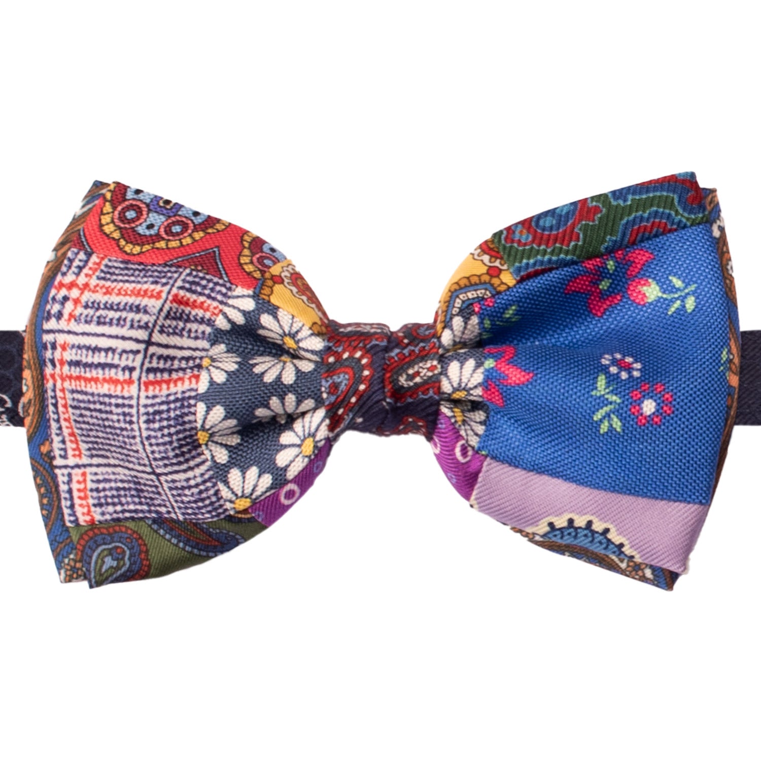 Papillon Annodato Patchwork Stampa di Seta Fantasia Multicolor PATCH1048 Made in Italy Graffeo Cravatte