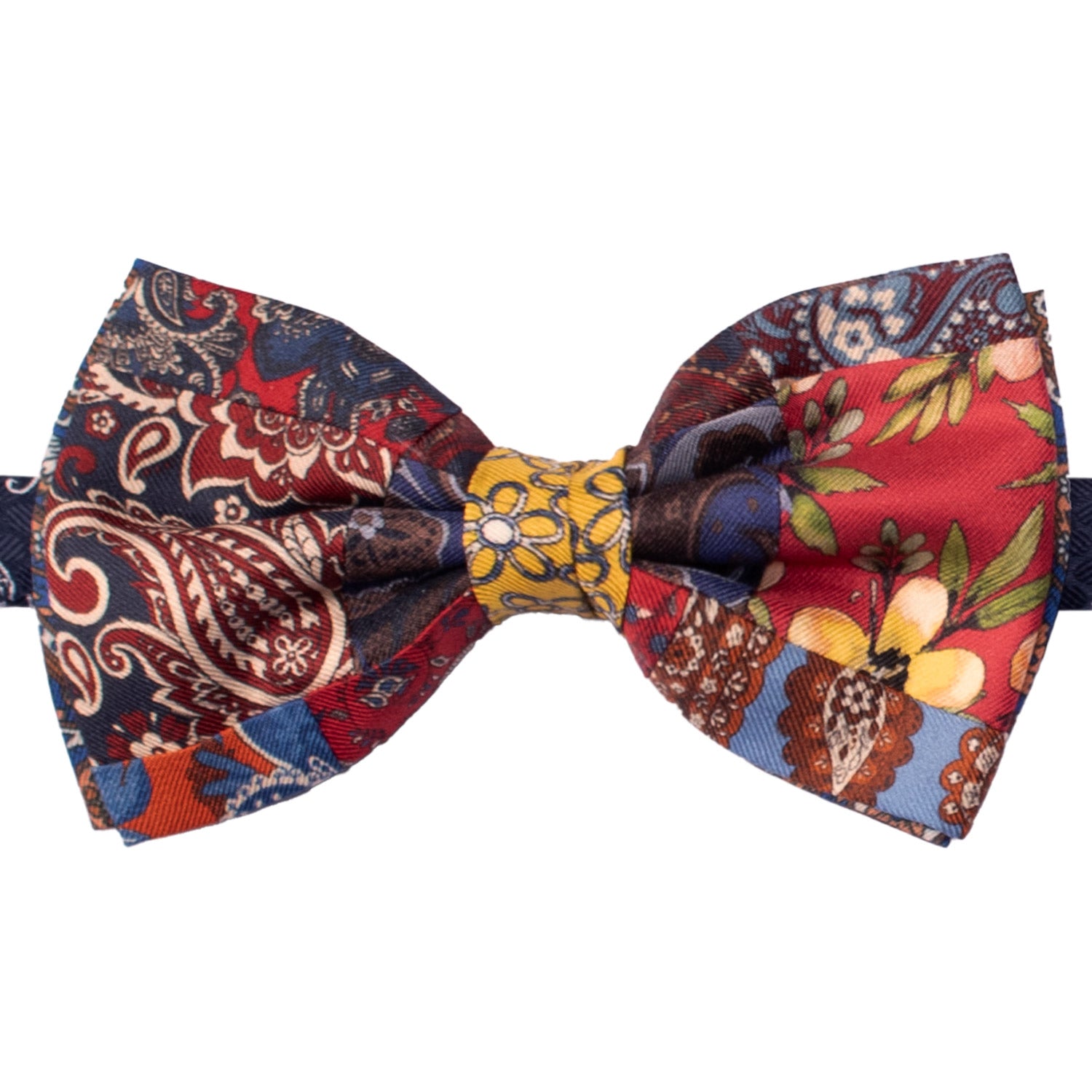 Papillon Annodato Patchwork Stampa di Seta Fantasia Multicolor PATCH1054 Made in Italy Graffeo Cravatte