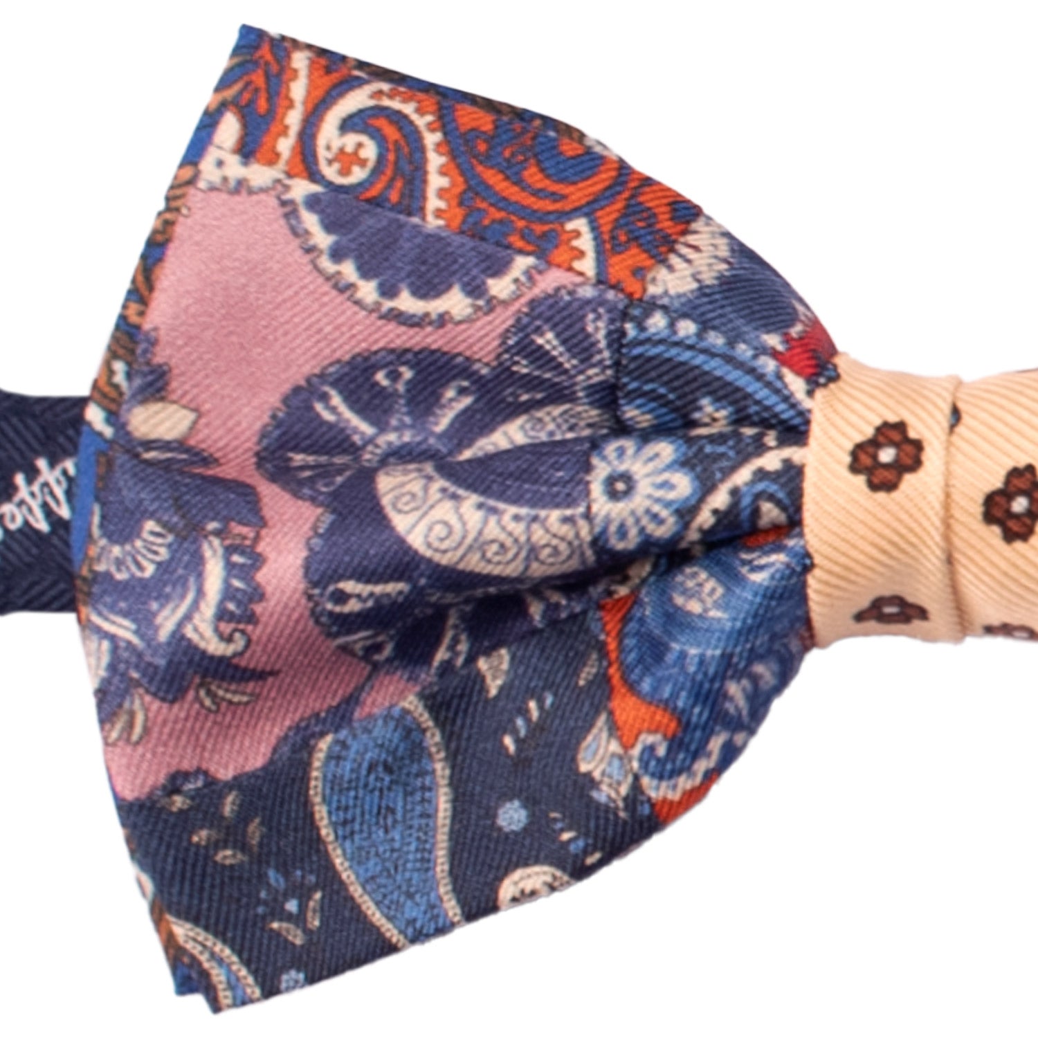 Papillon Annodato Patchwork Stampa di Seta Fantasia Multicolor PATCH1056 Made in Italy Graffeo Cravatte Dettaglio