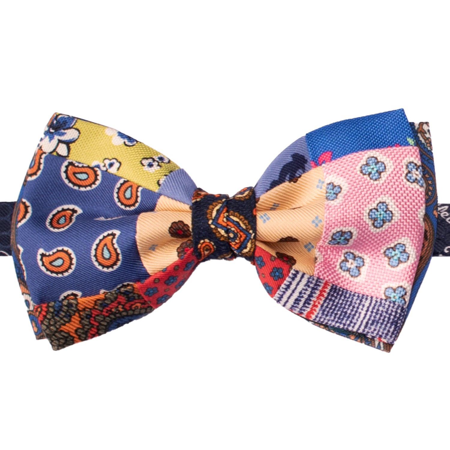 Papillon Annodato Patchwork Stampa di Seta Fantasia Multicolor PATCH1079 Made in Italy Graffeo Cravatte