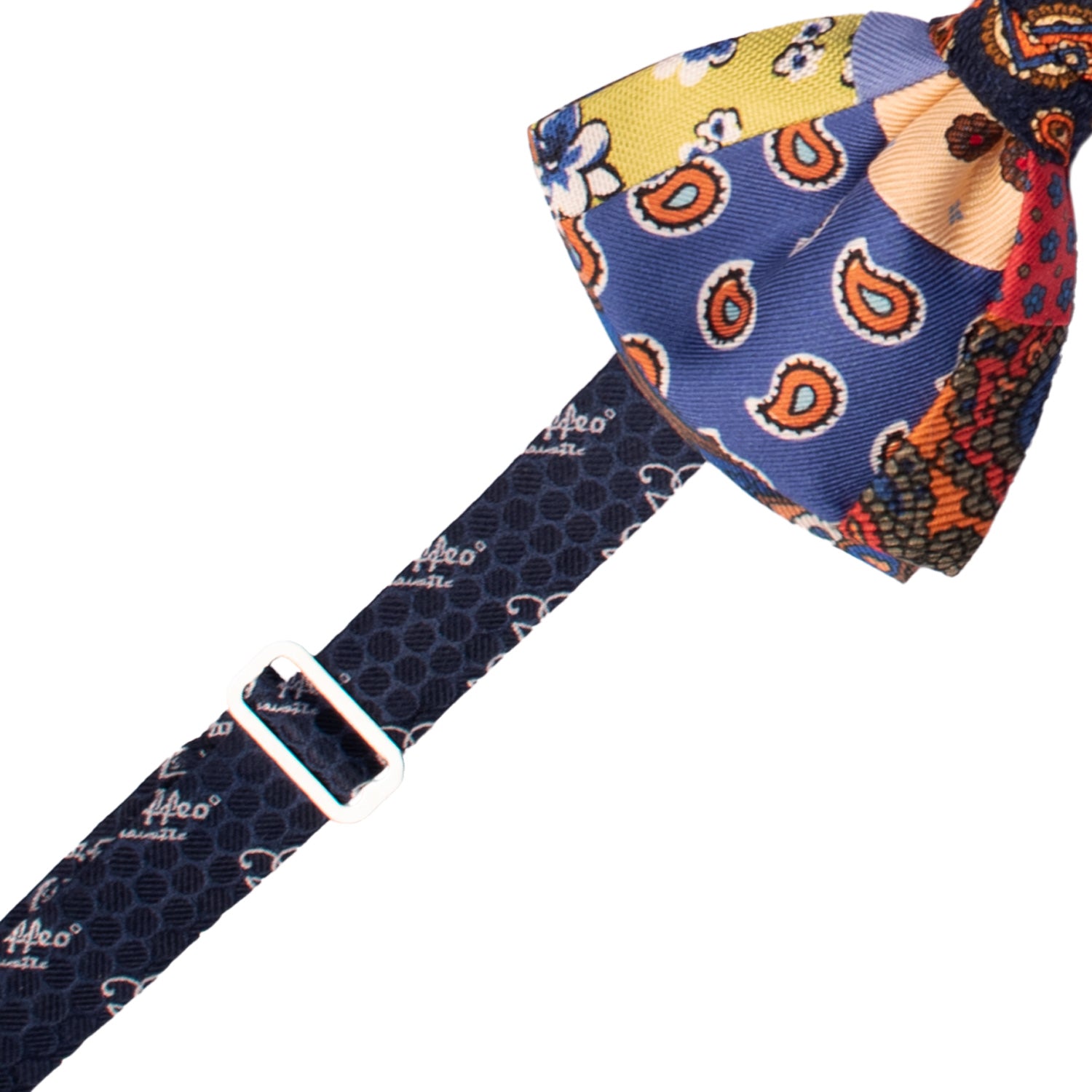 Papillon Annodato Patchwork Stampa di Seta Fantasia Multicolor PATCH1079 Made in Italy Graffeo Cravatte Pre-Tied