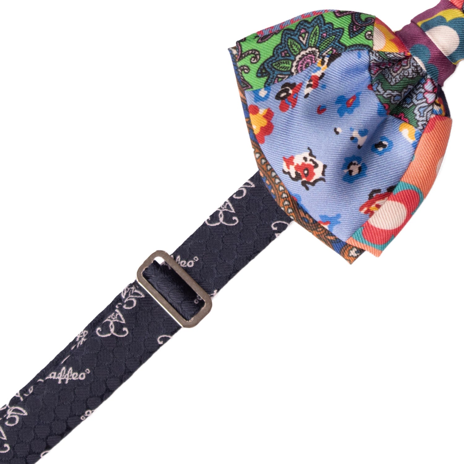 Papillon Annodato Patchwork Stampa di Seta Fantasia Multicolor PATCH993 Annodato