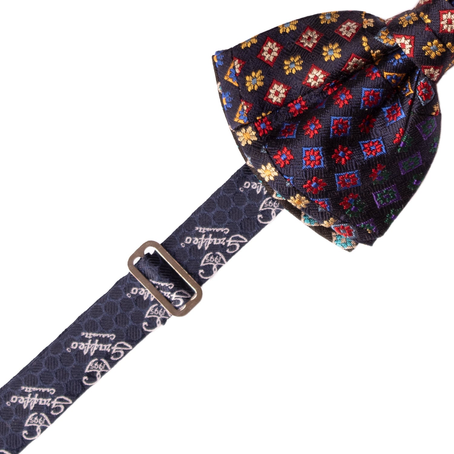 Papillon Annodato Patchwork di Seta Blu Fantasia Multicolor PATCH983 Annodato