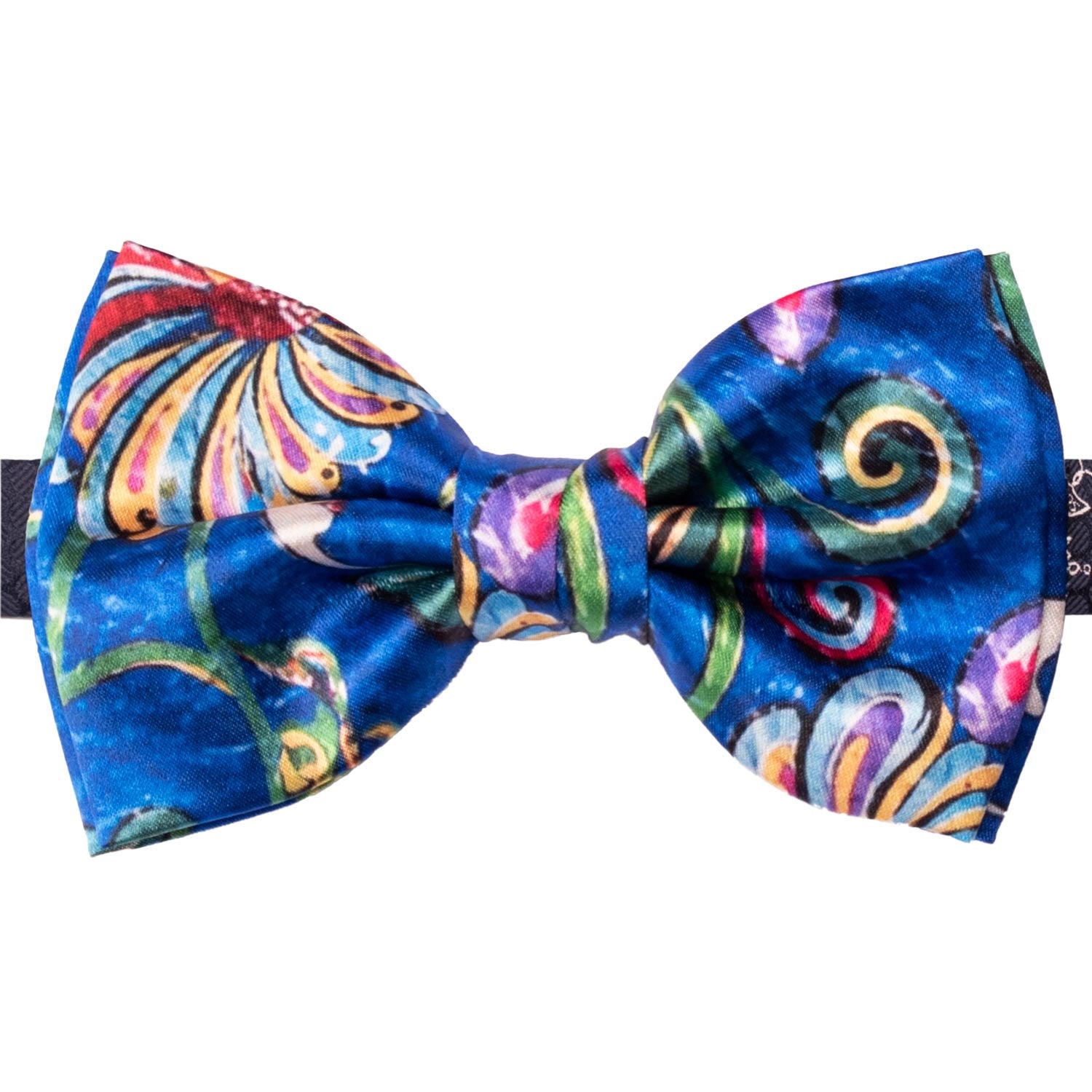 Papillon Annodato Siciliano Stampa di Raso Bluette Fantasia Multicolor PS272 Made in Italy Graffeo Cravatte