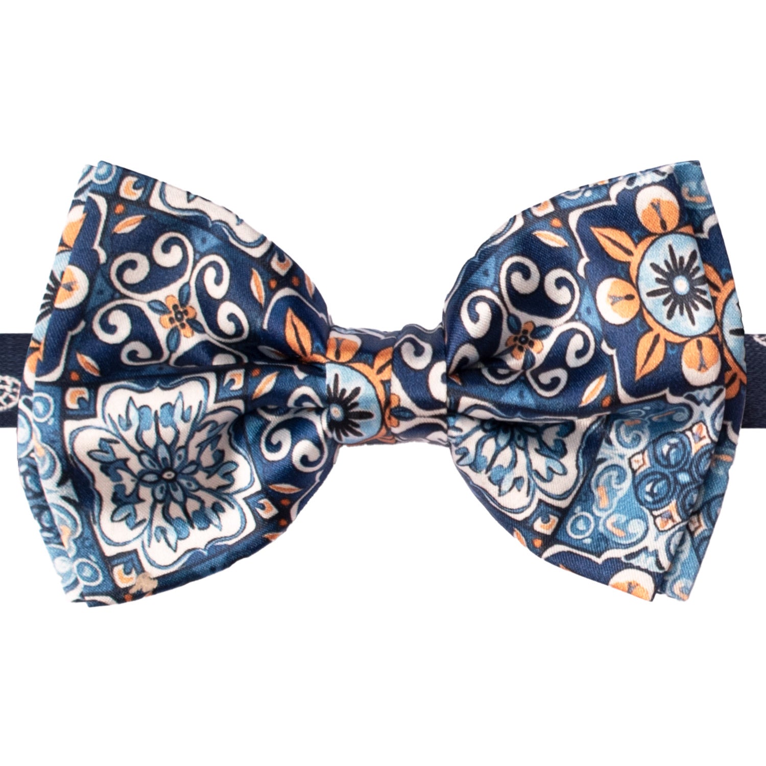 Papillon Annodato Siciliano Stampa di Raso con Maioliche Multicolor PS174 Graffeo Cravatte Made in Italy