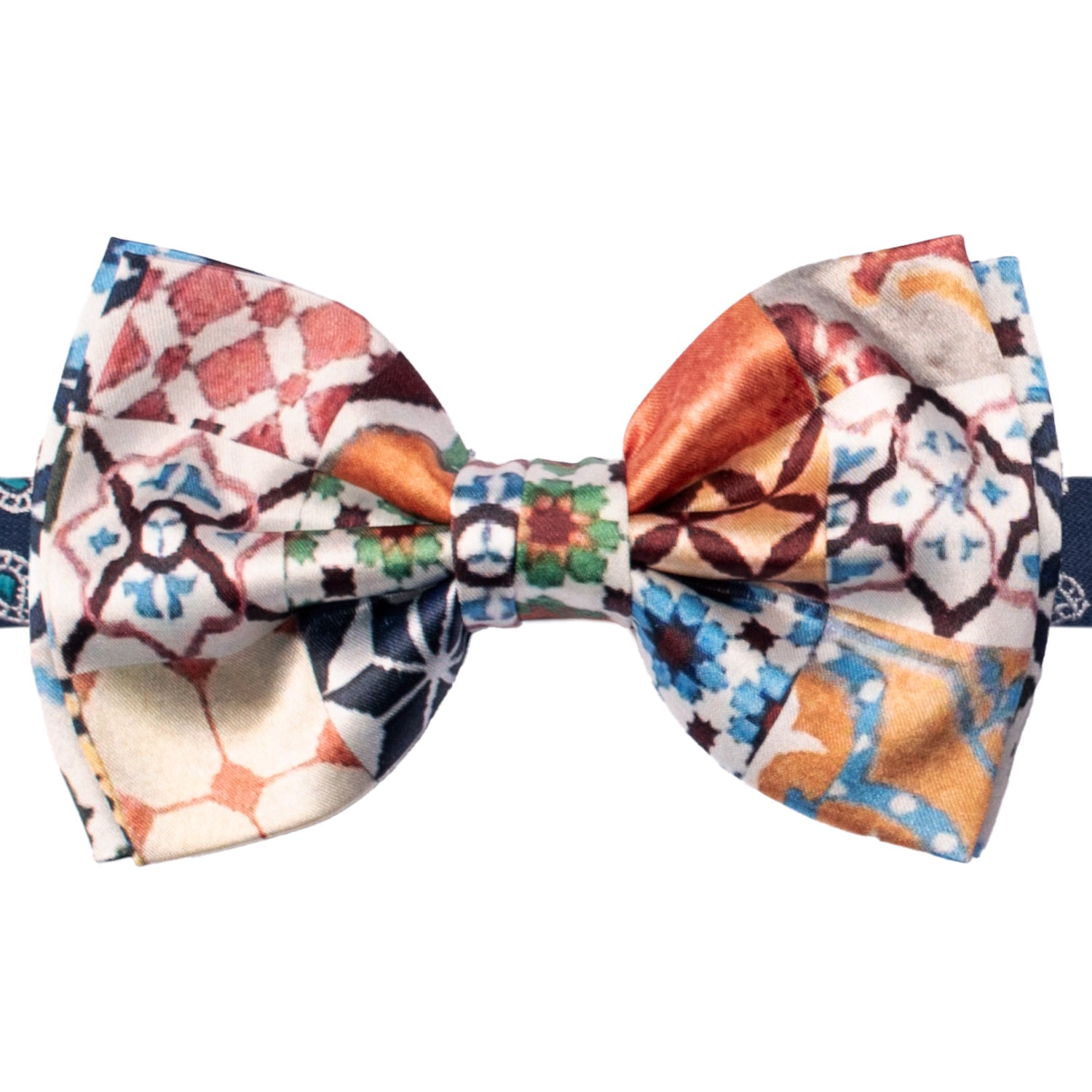 Papillon Annodato Siciliano Stampa di Raso con Maioliche Multicolor PS177 Made in Italy Graffeo Cravatte