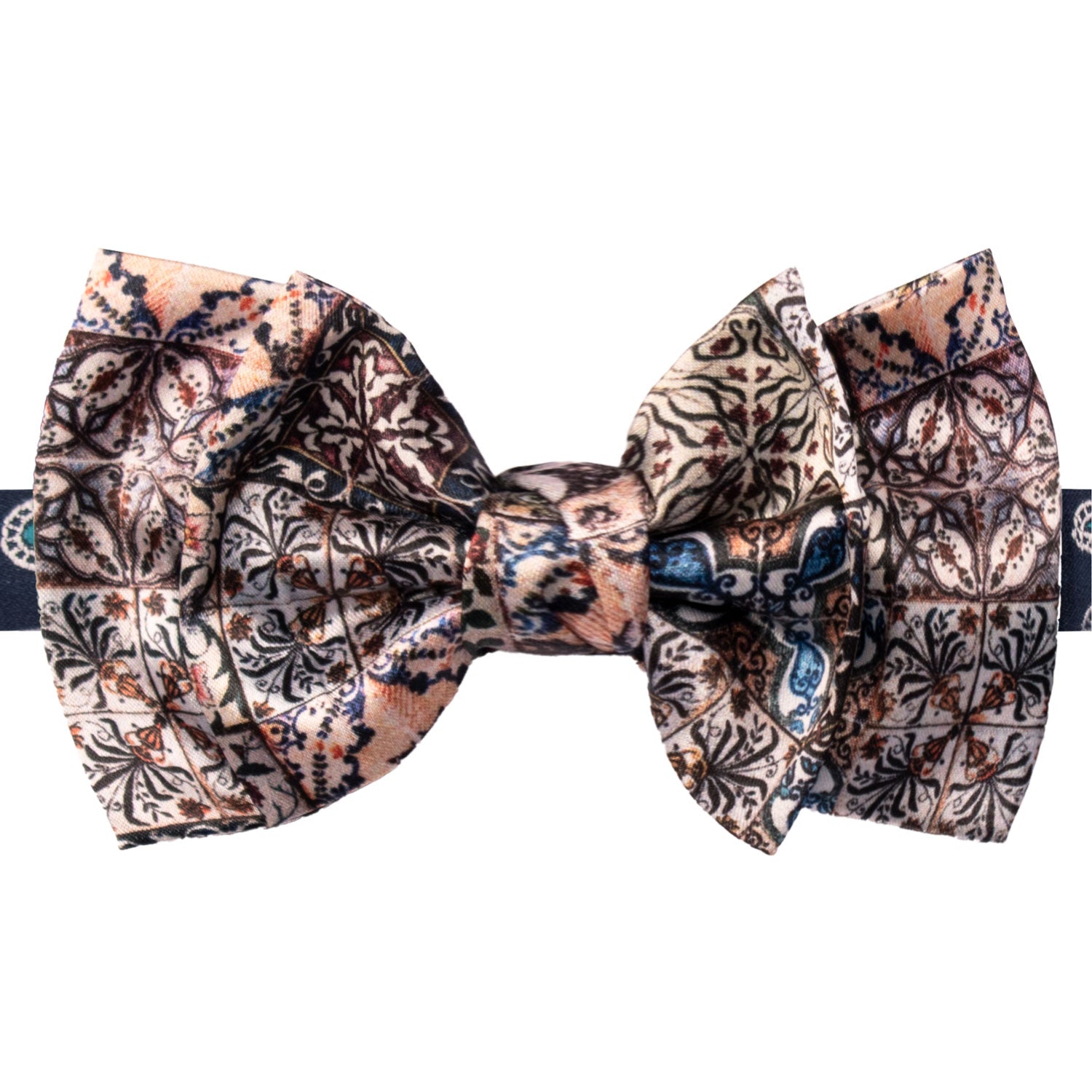 Papillon Annodato Siciliano Stampa di Raso con Maioliche Multicolor PS215 Made in Italy Graffeo Cravatte