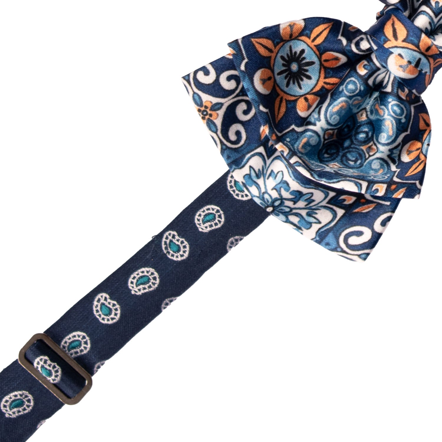 Papillon Annodato Siciliano Stampa di Raso con Maioliche Multicolor PS216 Made in Italy Graffeo Cravatte Pre-Tied