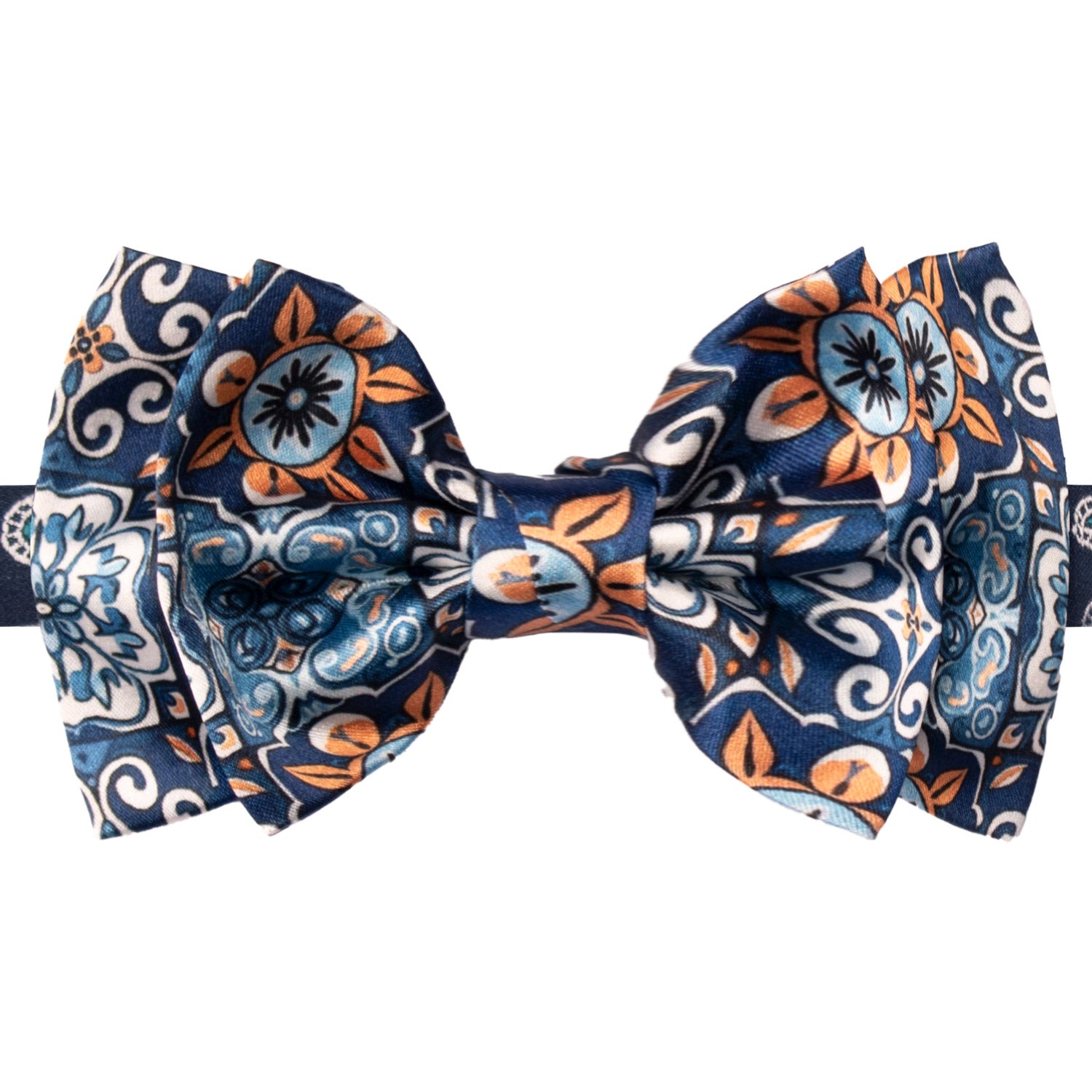 Papillon Annodato Siciliano Stampa di Raso con Maioliche Multicolor PS216 Made in Italy Graffeo Cravatte