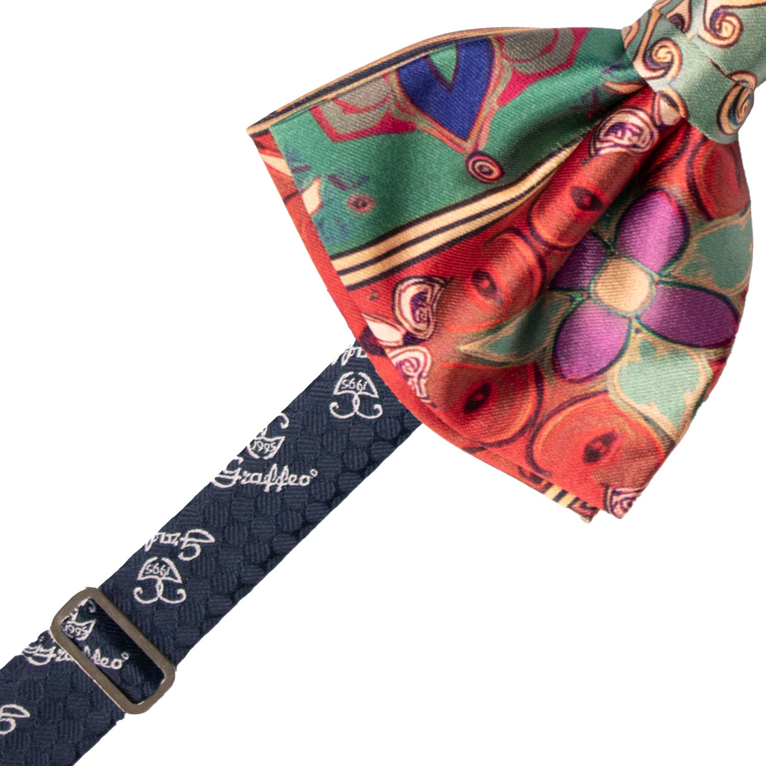 Papillon Annodato Siciliano Stampa di Raso con Maioliche Multicolor PS257 Made in Italy Graffeo Cravatte Pre-Tied