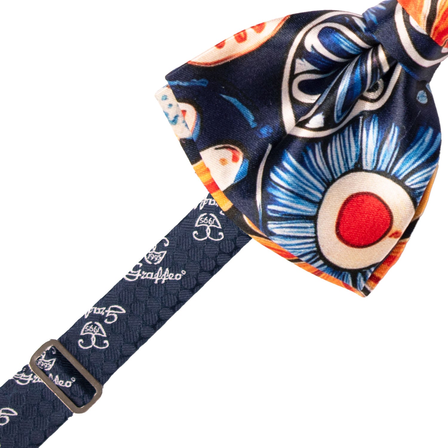 Papillon Annodato Siciliano Stampa di Raso con Maioliche Multicolor PS260 Made in Italy Graffeo Cravatte Pre-Tied