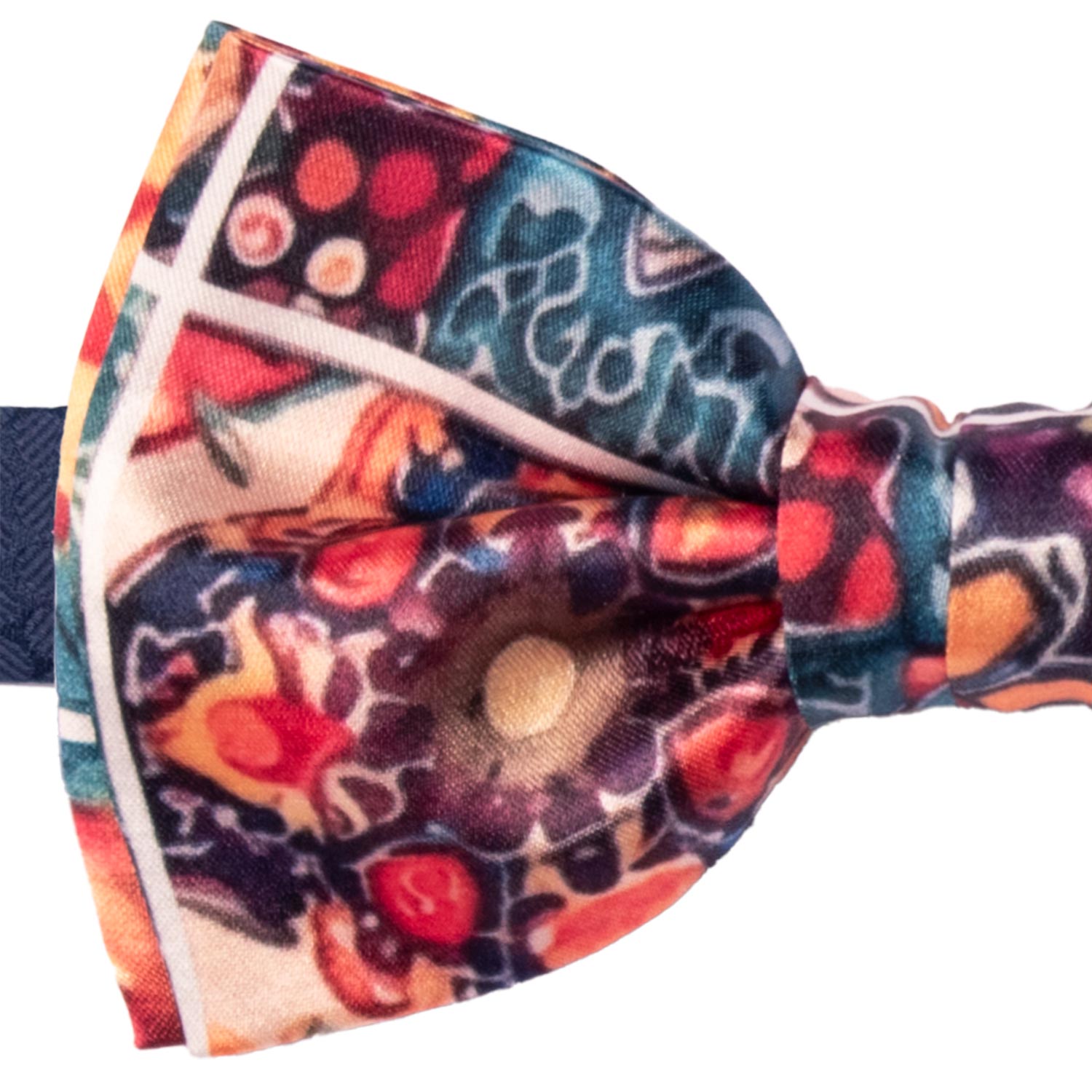 Papillon Annodato Siciliano Stampa di Raso con Maioliche Multicolor PS277 Made in Italy Graffeo Cravatte Dettaglio