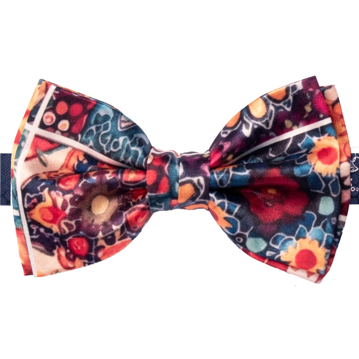 Papillon Annodato Siciliano Stampa di Raso con Maioliche Multicolor PS277 Made in Italy Graffeo Cravatte