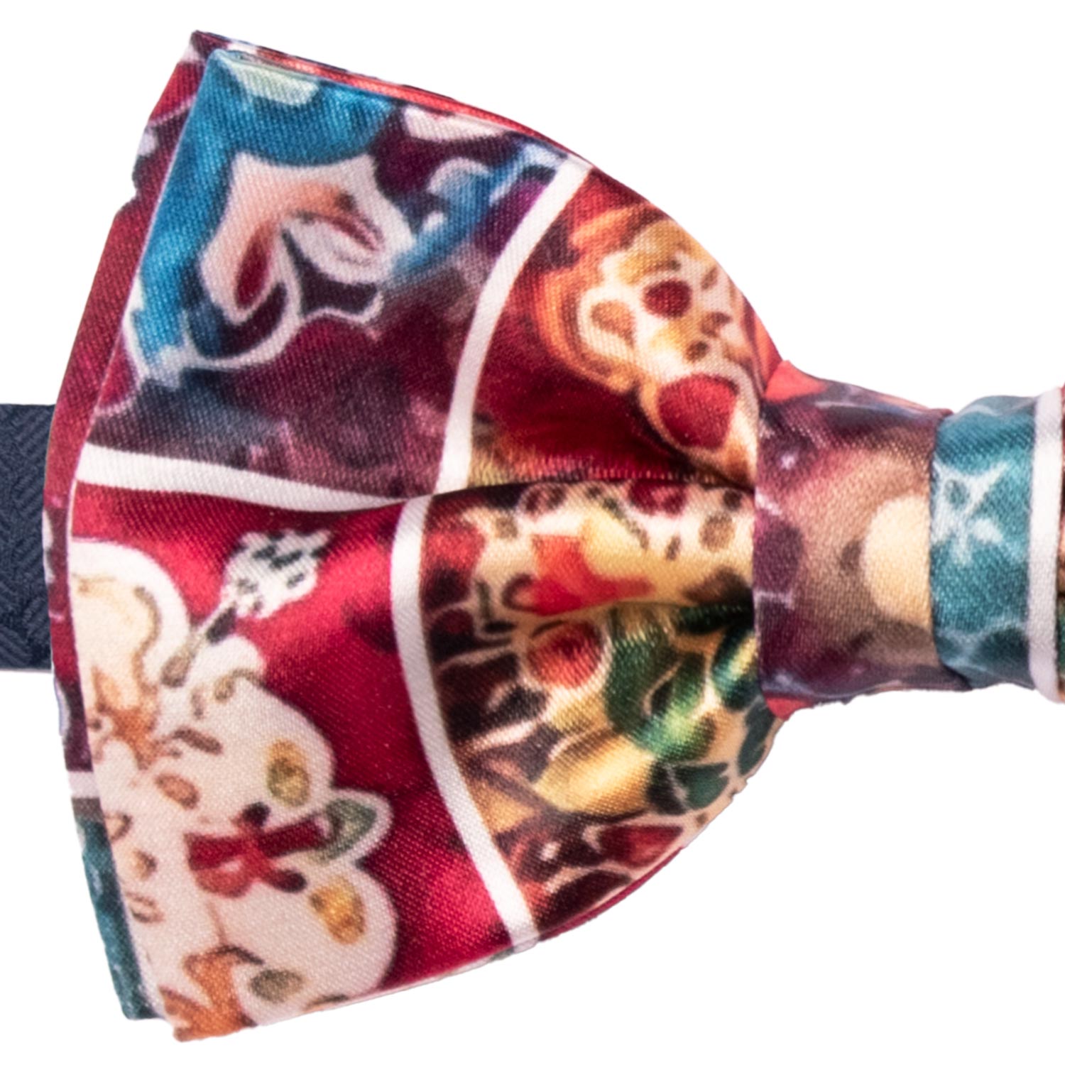 Papillon Annodato Siciliano Stampa di Raso con Maioliche Multicolor PS278 Made in Italy Graffeo Cravatte Dettaglio