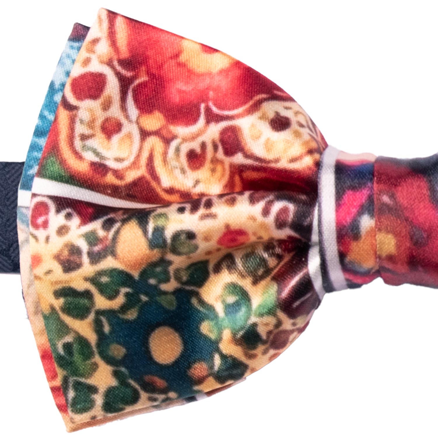 Papillon Annodato Siciliano Stampa di Raso con Maioliche Multicolor PS280 Made in Italy Graffeo Cravatte Dettaglio