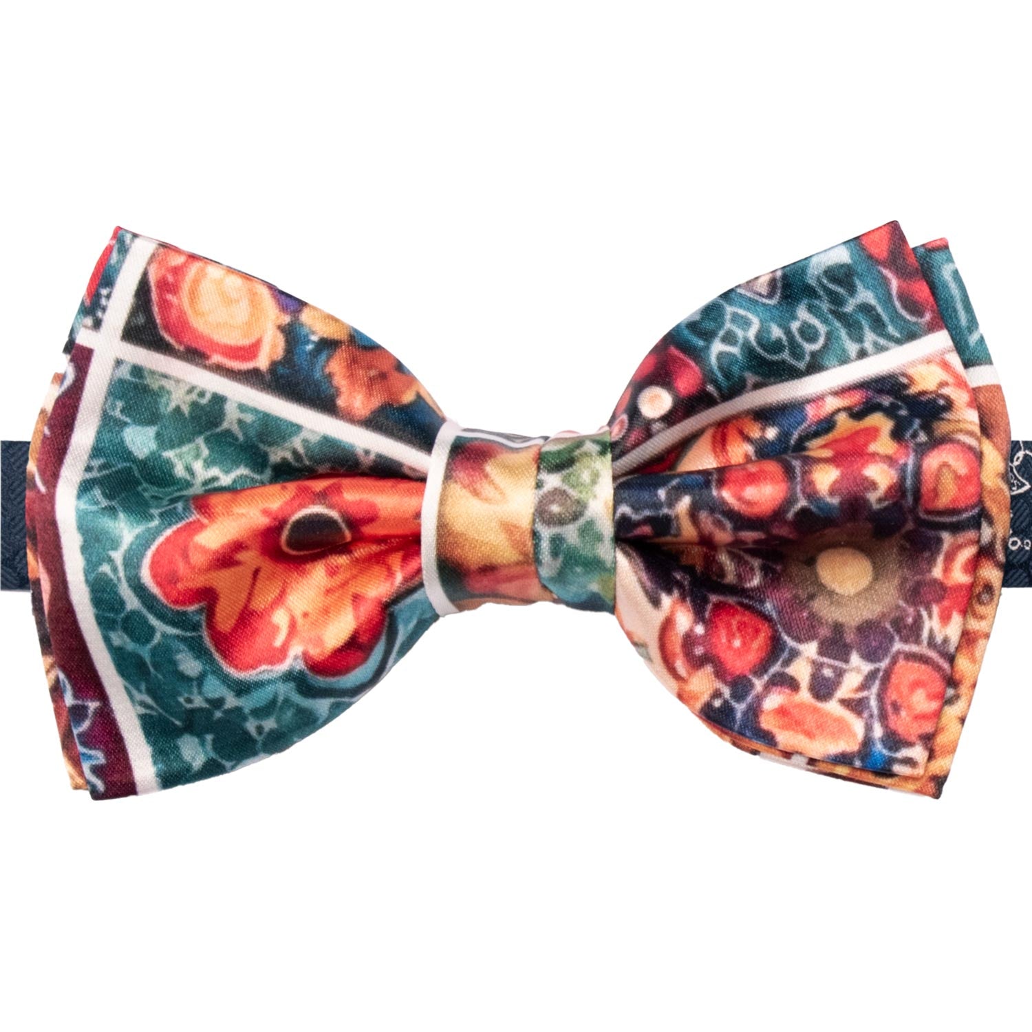 Papillon Annodato Siciliano Stampa di Raso con Maioliche Multicolor PS281 Made in Italy Graffeo Cravatte