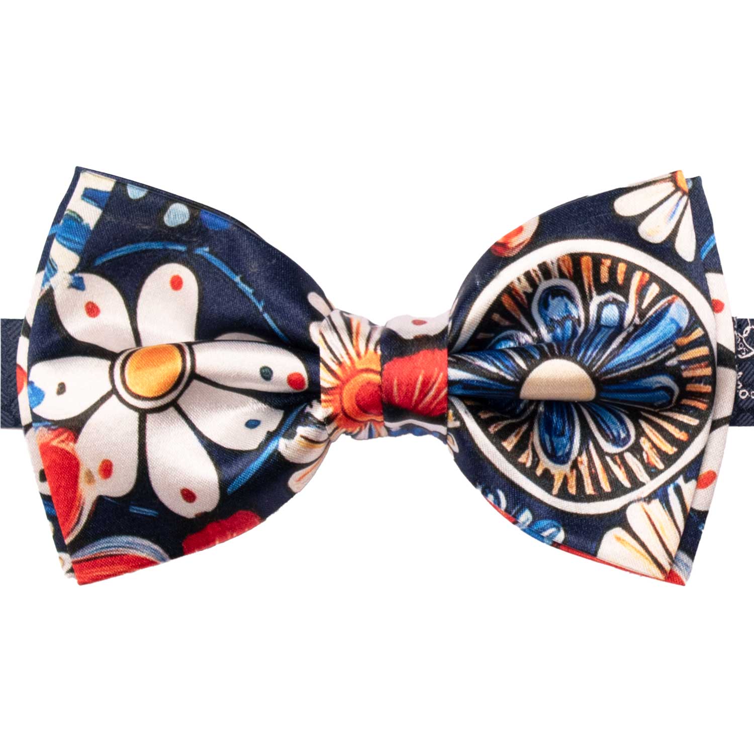 Papillon Annodato Siciliano Stampa di Raso con Maioliche Multicolor PS291 Made in Italy Graffeo Cravatte