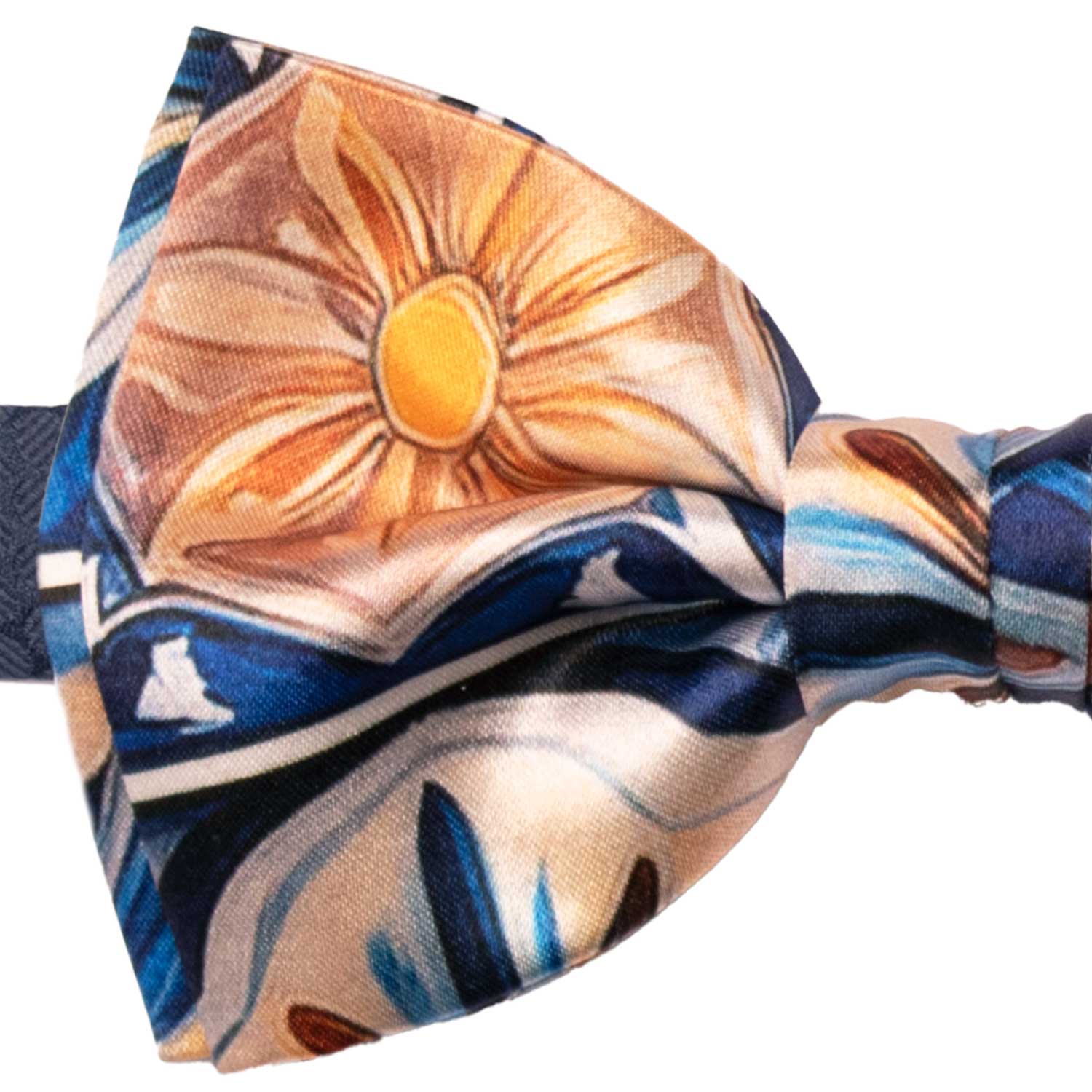 Papillon Annodato Siciliano Stampa di Raso con Maioliche Multicolor PS294 Made in Italy Graffeo Cravatte Dettaglio