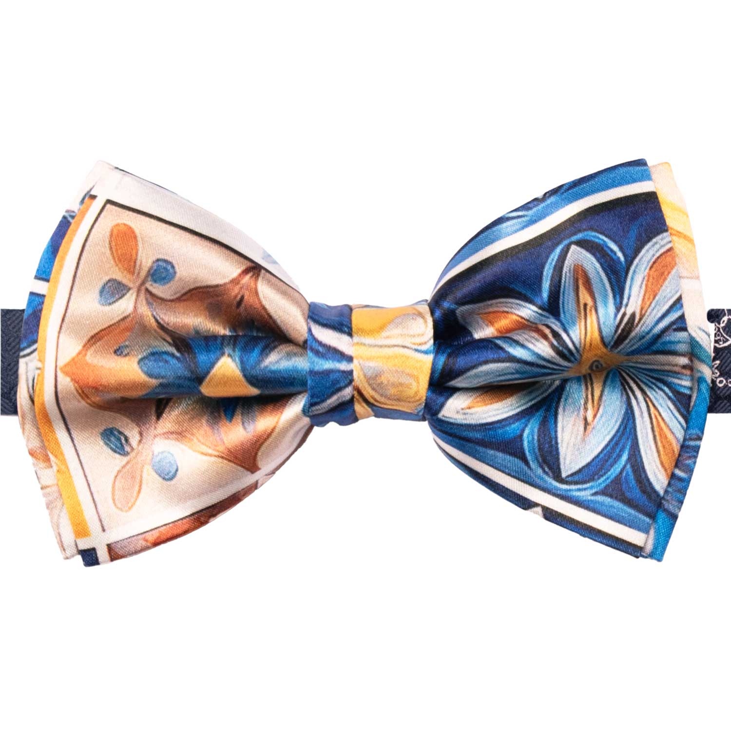 Papillon Annodato Siciliano Stampa di Raso con Maioliche Multicolor PS297 Made in Italy Graffeo Cravatte