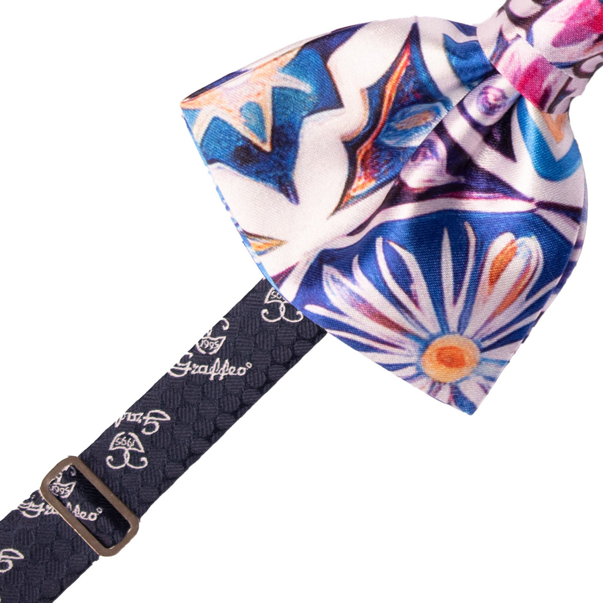 Papillon Annodato Siciliano Stampa di Raso con Maioliche Multicolor PS328 Made in Italy Graffeo Cravatte Pre-Tied