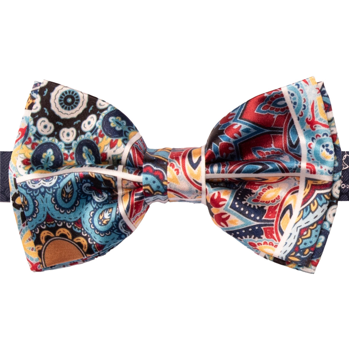 Papillon Annodato Siciliano Stampa di Raso con Maioliche Multicolor PS334 Made in Italy Graffeo Cravatte