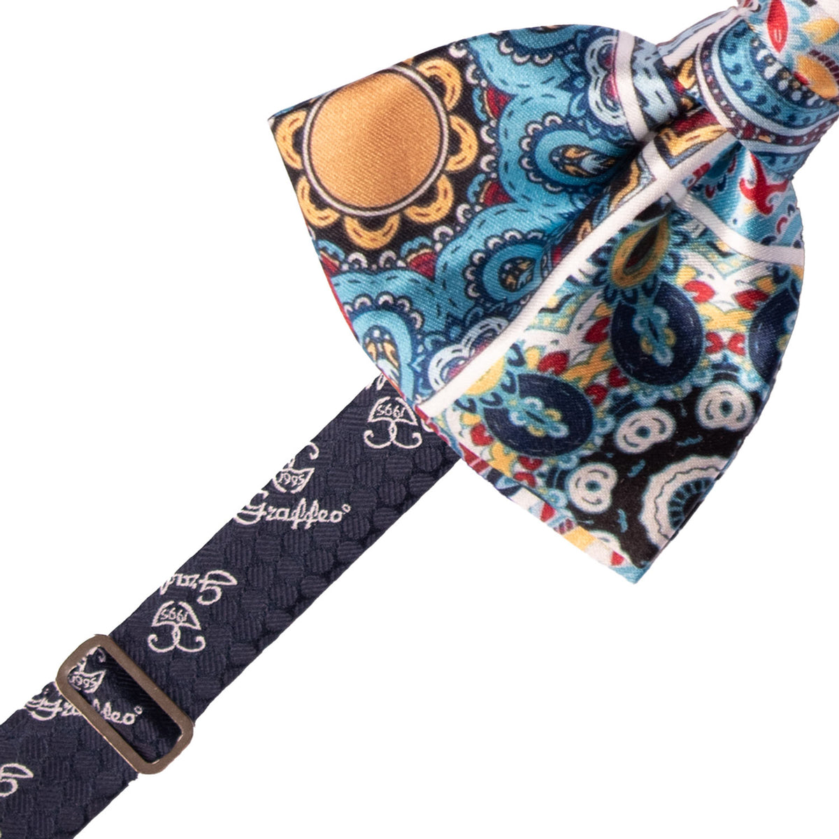 Papillon Annodato Siciliano Stampa di Raso con Maioliche Multicolor PS339 Made in Italy Graffeo Cravatte Pre-Tied