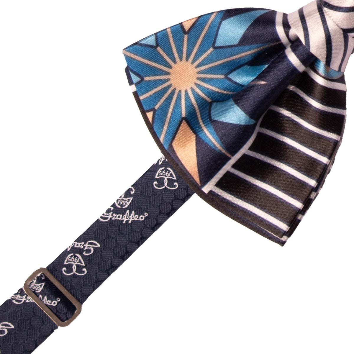 Papillon Annodato Siciliano Stampa di Raso con Maioliche Multicolor PS355 Made in Italy Graffeo Cravatte Pre-Tied