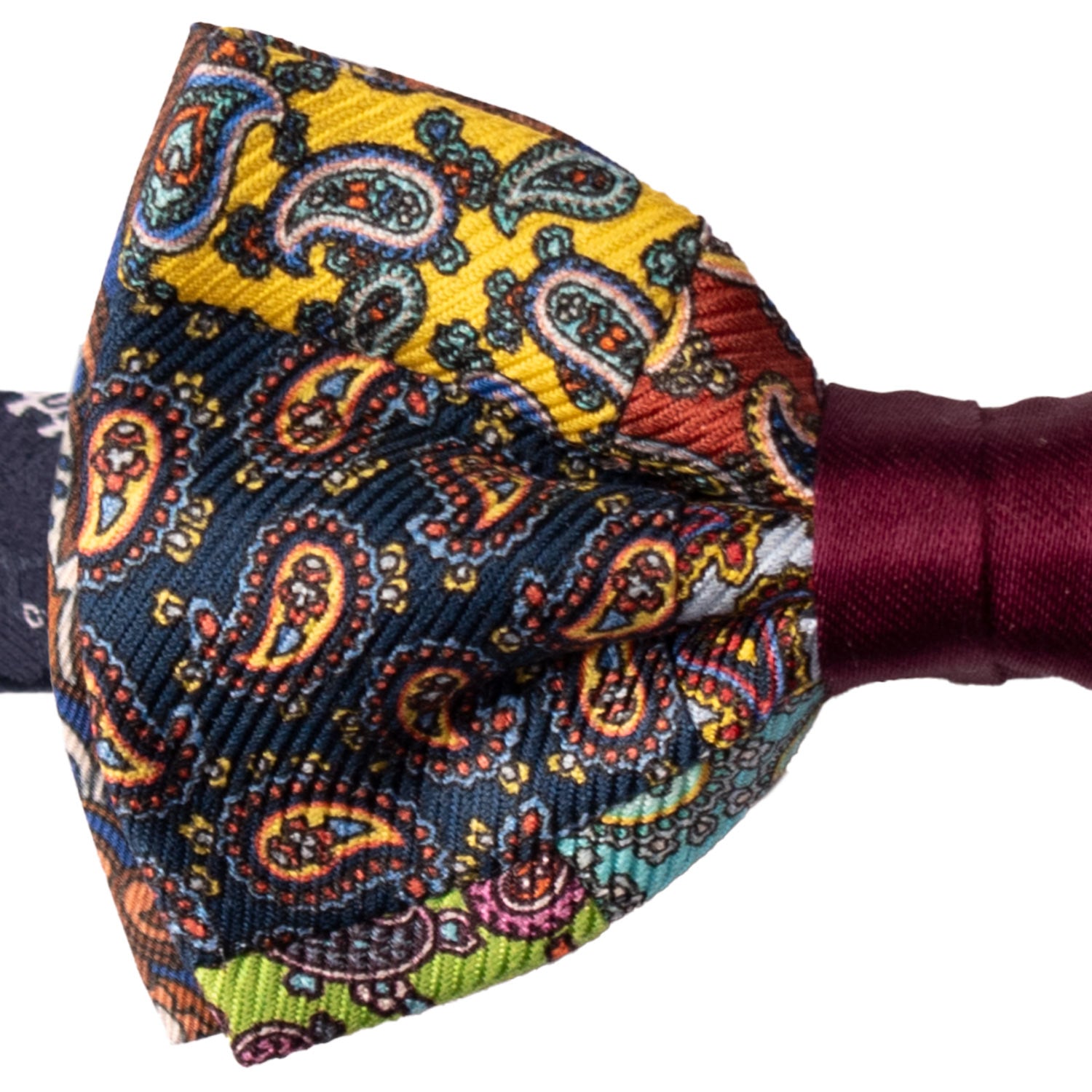 Papillon Annodato Vintage Patchwork Stampa di Seta Fantasia Multicolor PATCH1164 Dettaglio