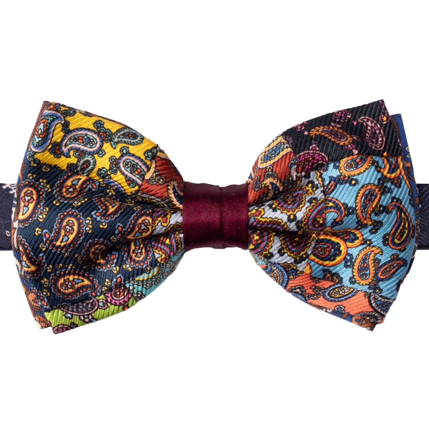 Papillon Annodato Vintage Patchwork Stampa di Seta Fantasia Multicolor PATCH1164