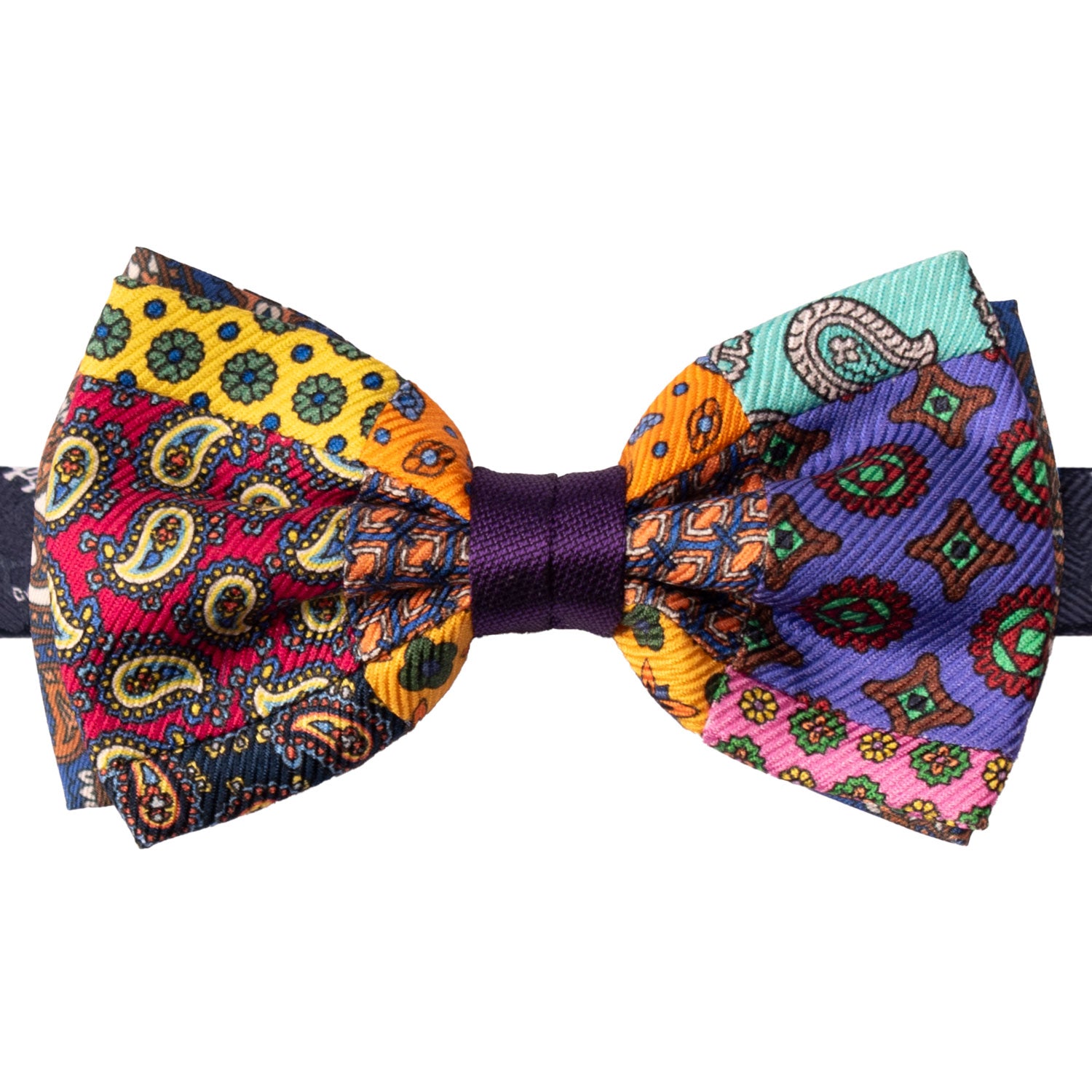 Papillon Annodato Vintage Patchwork Stampa di Seta Fantasia Multicolor PATCH1168