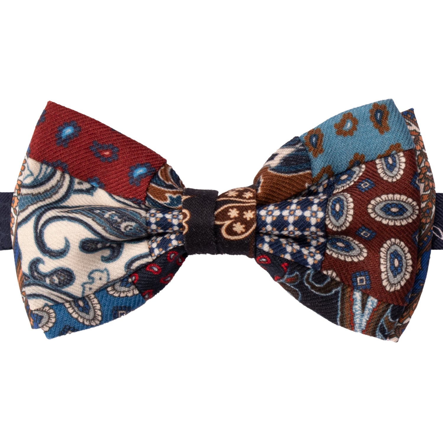 Papillon Annodato Vintage Patchwork di Lana Fantasia Multicolor PATCH1128 Made in Italy Graffeo Cravatte
