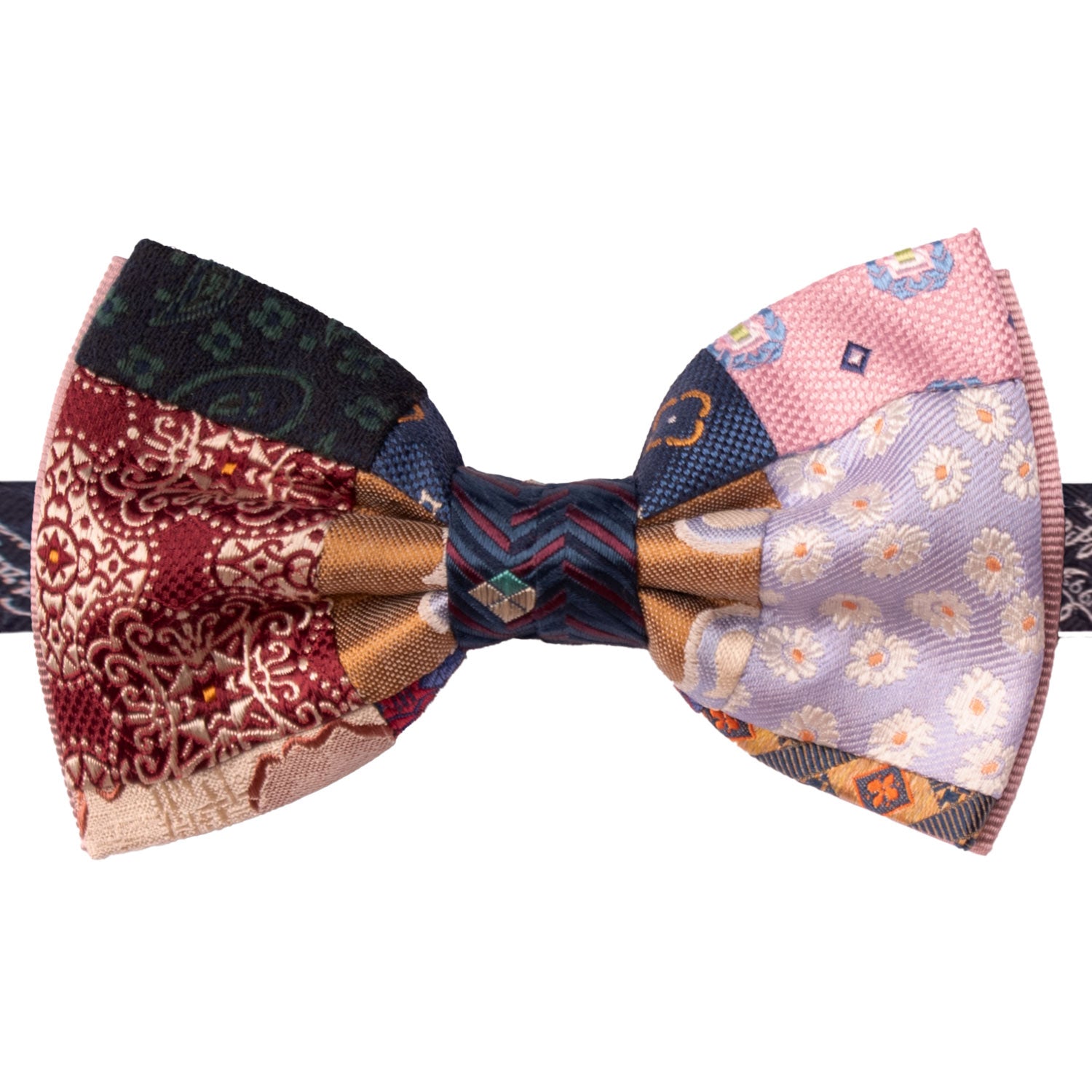 Papillon Annodato Vintage Patchwork di Seta Fantasia Multicolor PATCH1097 Made in Italy Graffeo Cravatte