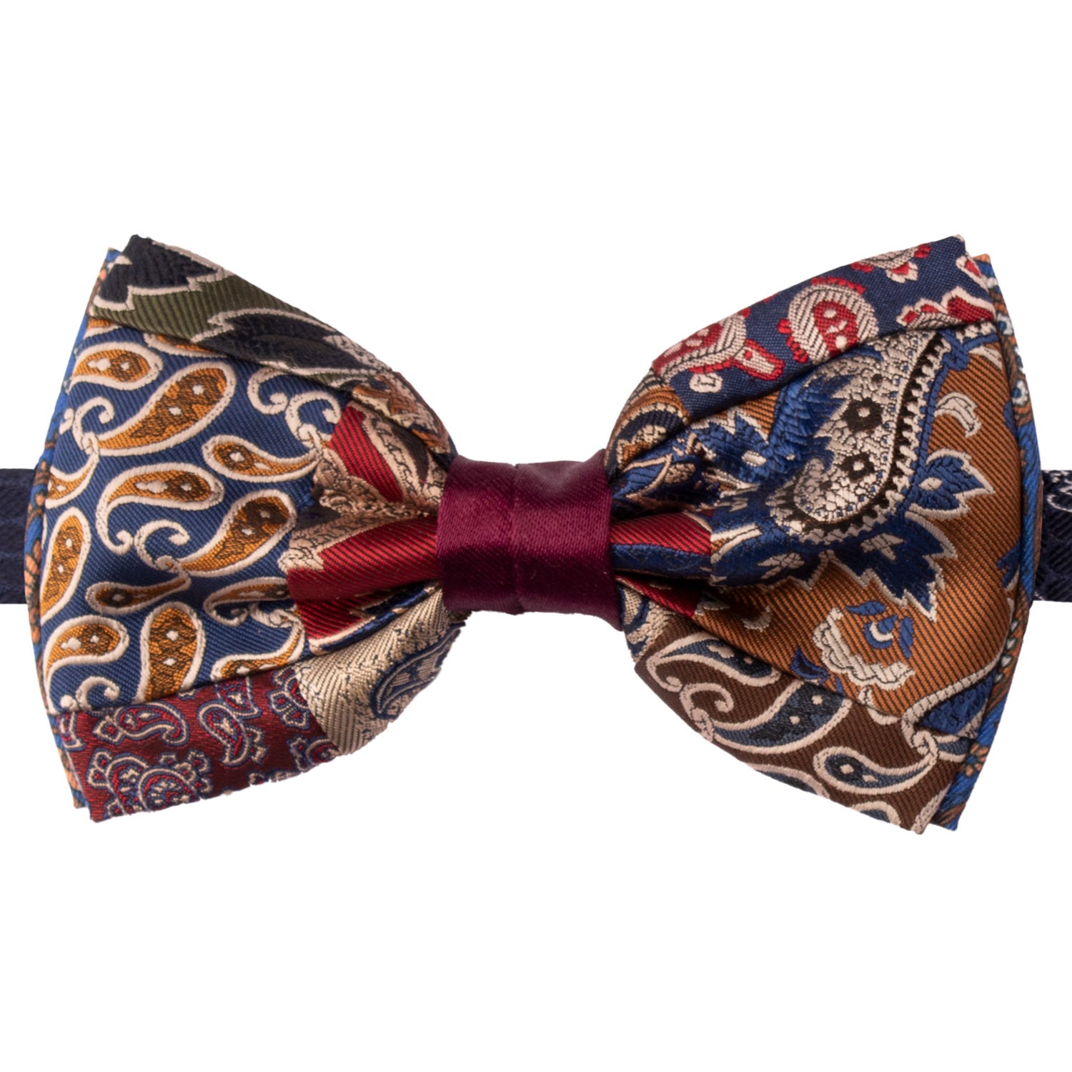 Papillon Annodato Vintage Patchwork di Seta Paisley Multicolor PATCH1127 Made in Italy Graffeo Cravatte