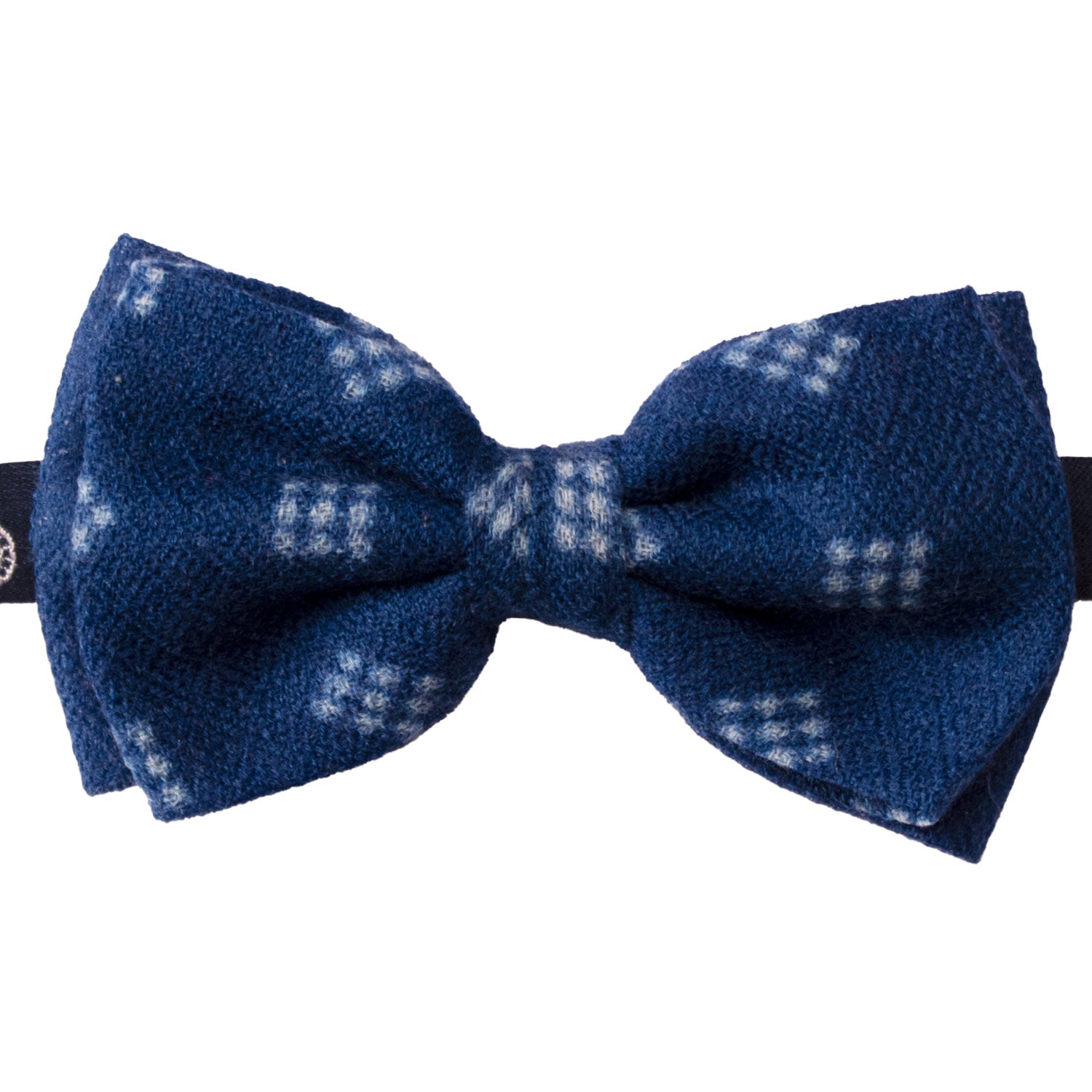 Papillon-Annodato-Vintage-di-Cashmere-Blu-Navy-Fantasia-Celeste-Bianco-PAP1263