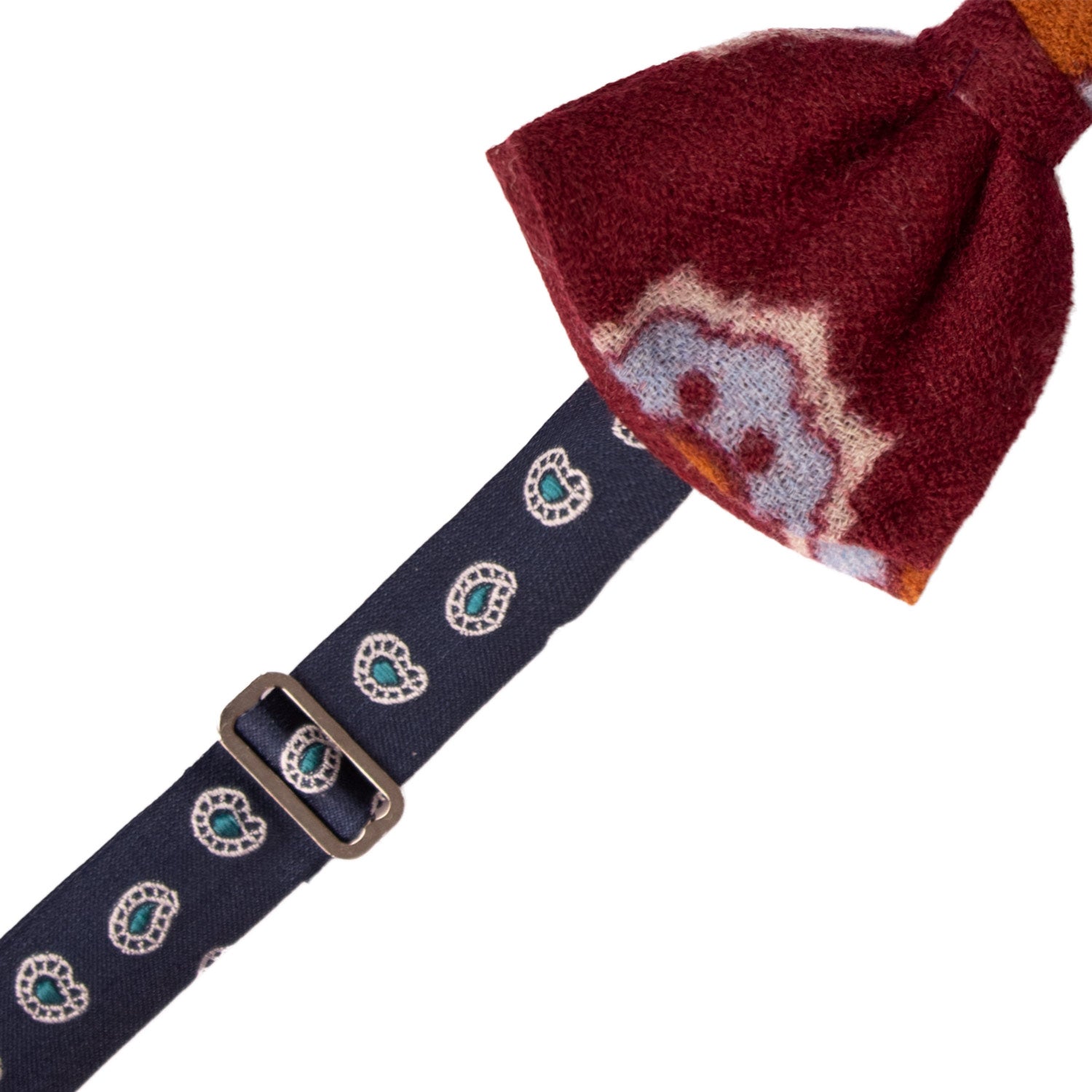 Papillon-Annodato-Vintage-di-Cashmere-Bordeaux-Fantasia-Celeste-Grigio-Ruggine-PAP1209
Pre-Tied