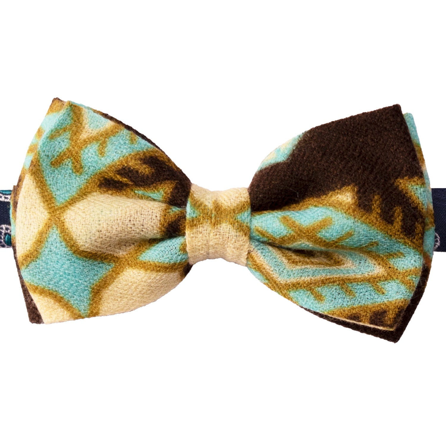 Papillon-Annodato-Vintage-di-Cashmere-Fantasia-Marrone-Verde-Tiffany-PAP1211