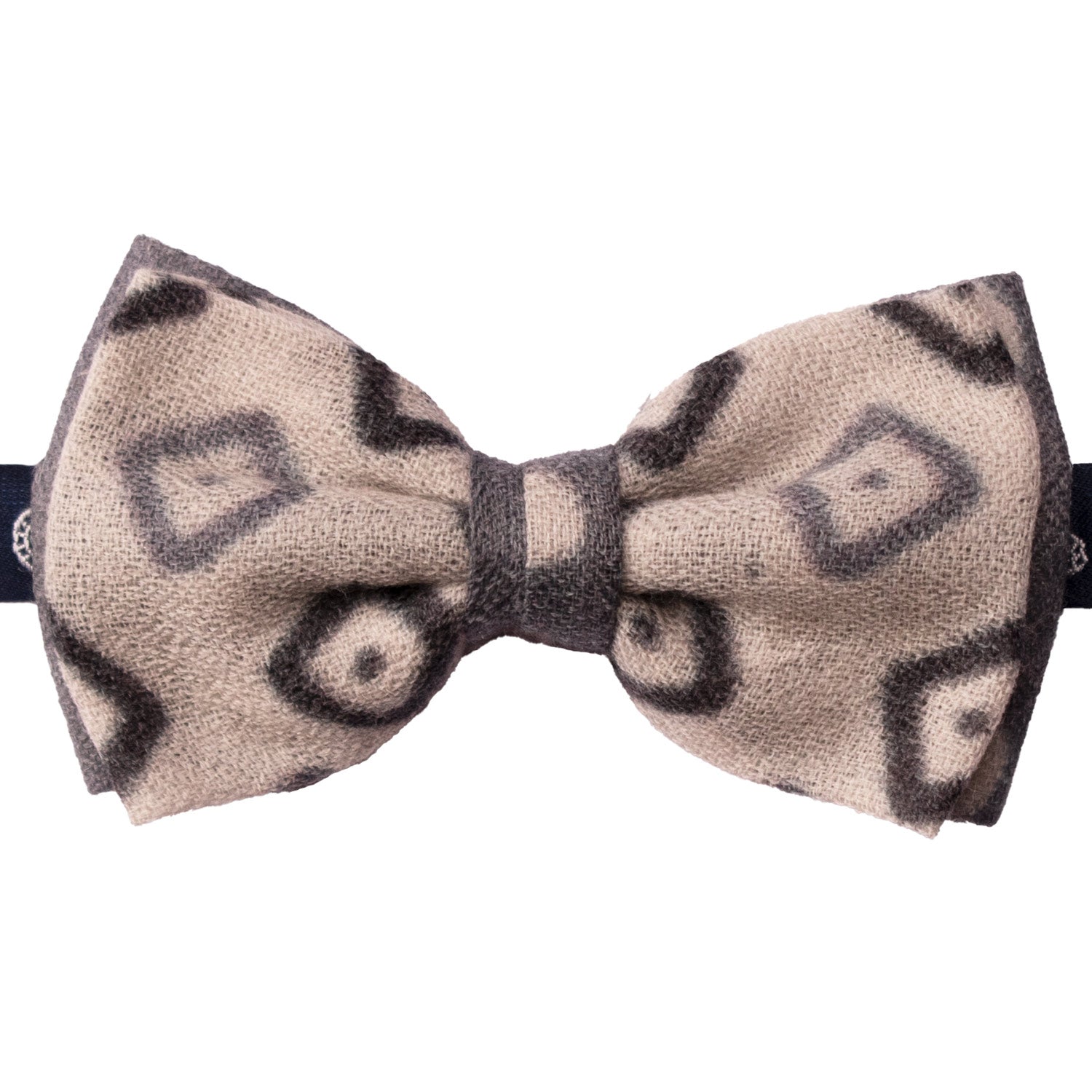 Papillon-Annodato-Vintage-di-Cashmere-Grigio-Chiaro-Fantasia-Blu-Grigio-PAP1238