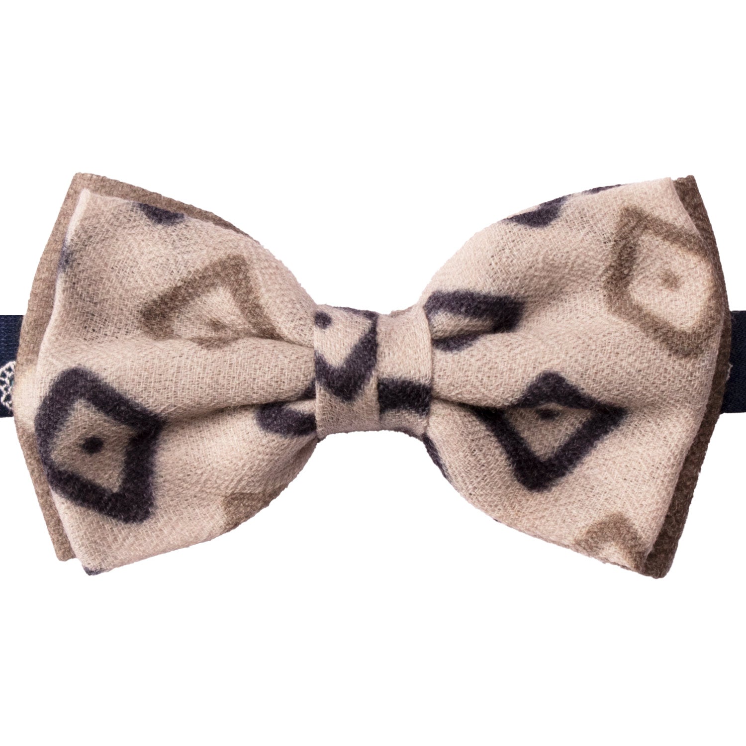Papillon-Annodato-Vintage-di-Cashmere-Grigio-Chiaro-Fantasia-Blu-Grigio-PAP1240