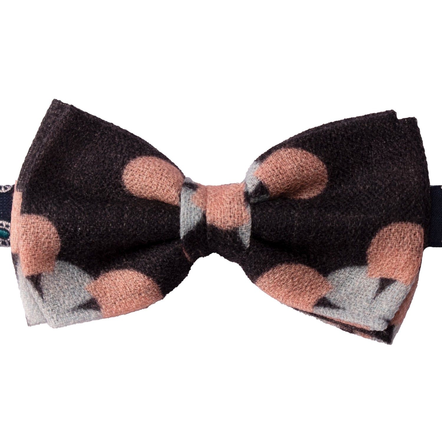 Papillon-Annodato-Vintage-di-Cashmere-Grigio-Fantasia-Rosa-Celeste-PAP1215