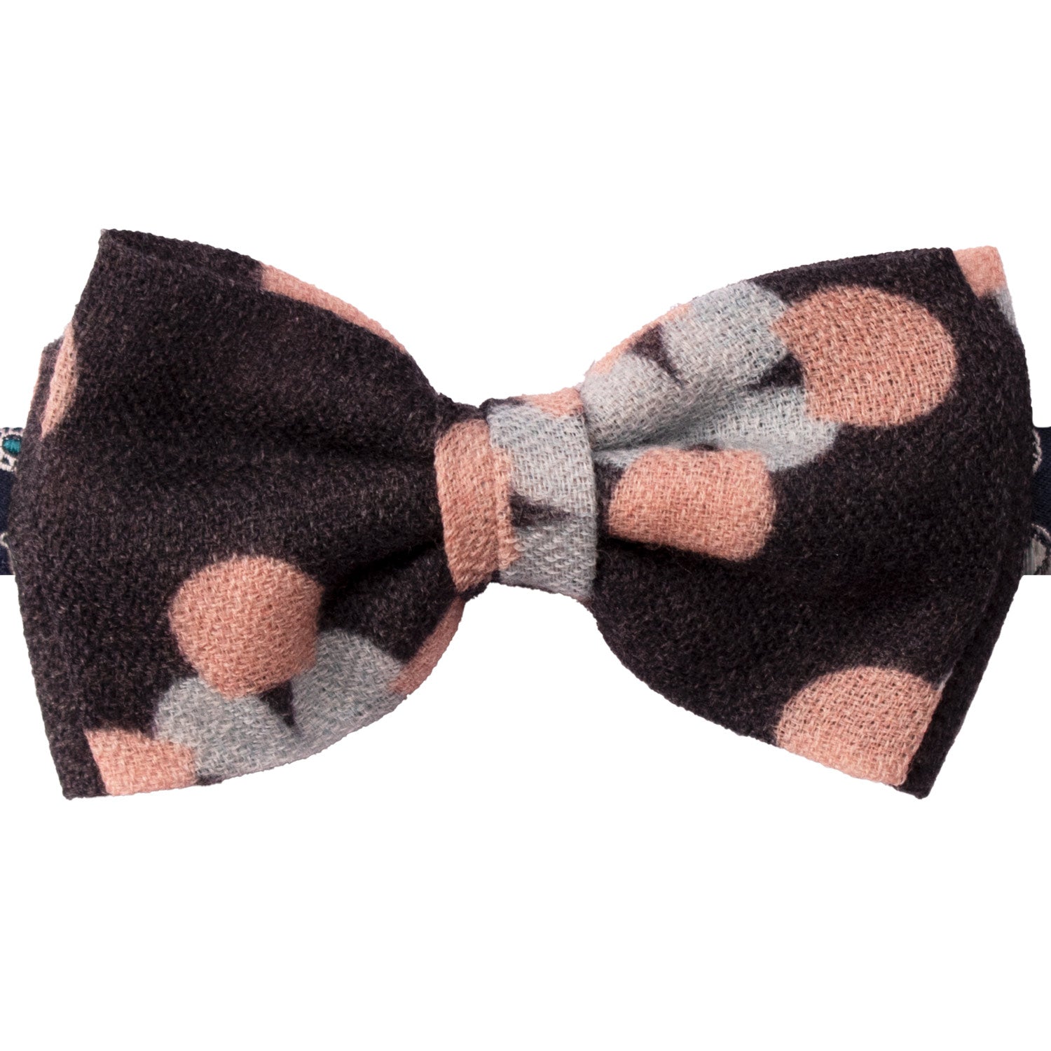 Papillon-Annodato-Vintage-di-Cashmere-Grigio-Scuro-Fantasia-Celeste-Rosa-PAP1267
