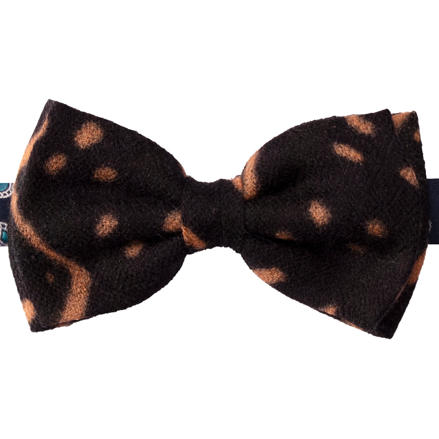 Papillon-Annodato-Vintage-di-Cashmere-Marrone-Bruciato-Fantasia-Rosa-Salmone- PAP1205