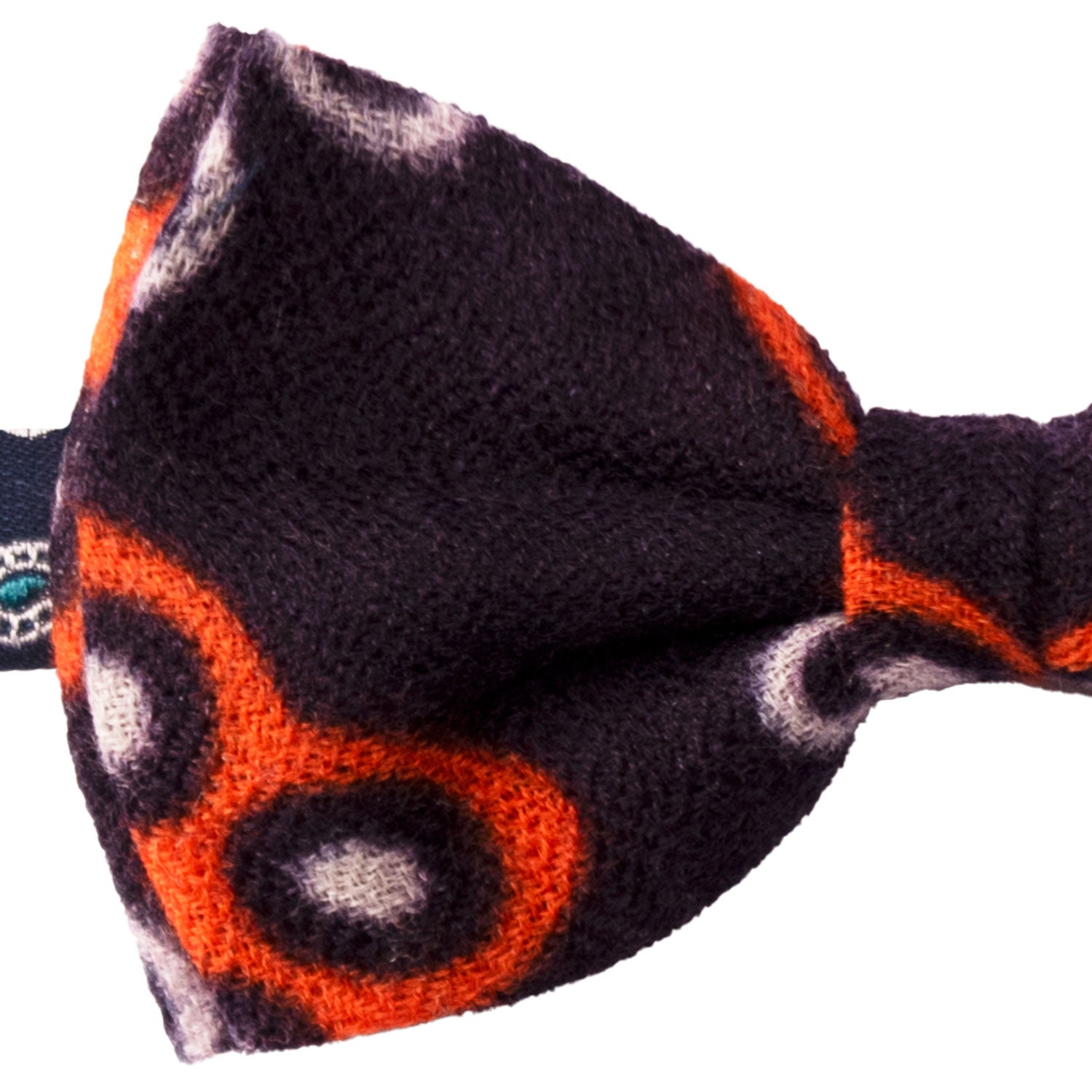 Papillon-Annodato-Vintage-di-Cashmere-Viola-Scuro-Fantasia-Arancione-Bianco-PAP1224
Dettaglio