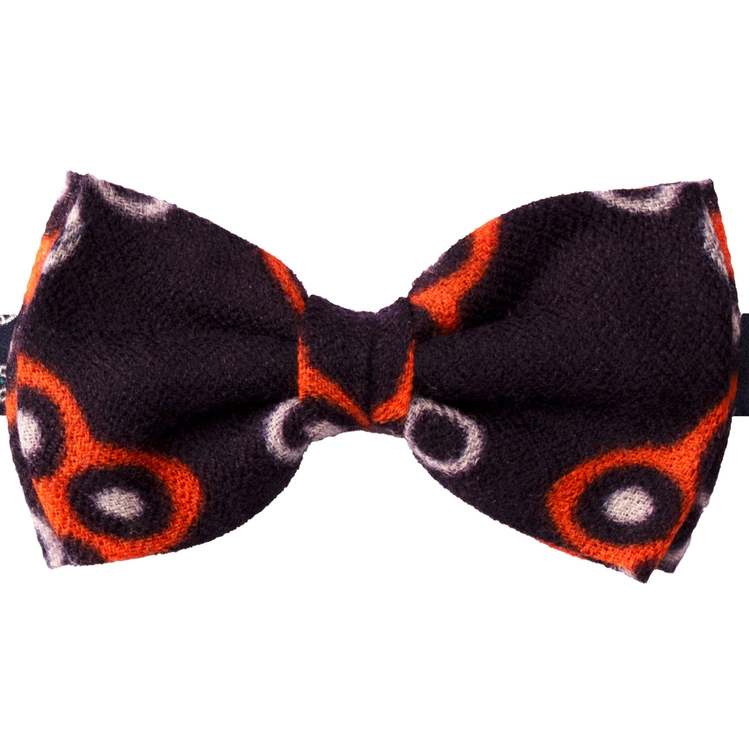 Papillon-Annodato-Vintage-di-Cashmere-Viola-Scuro-Fantasia-Arancione-Bianco-PAP1224