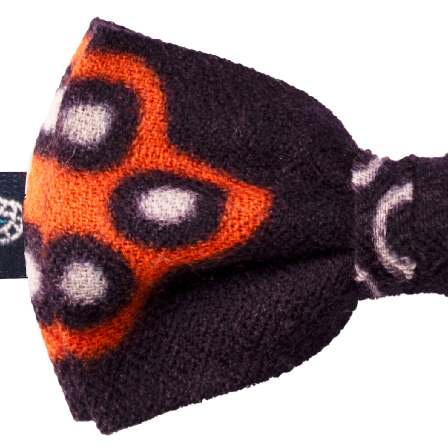 Papillon-Annodato-Vintage-di-Cashmere-Viola-Scuro-Fantasia-Arancione-Bianco-PAP1255
Dettaglio