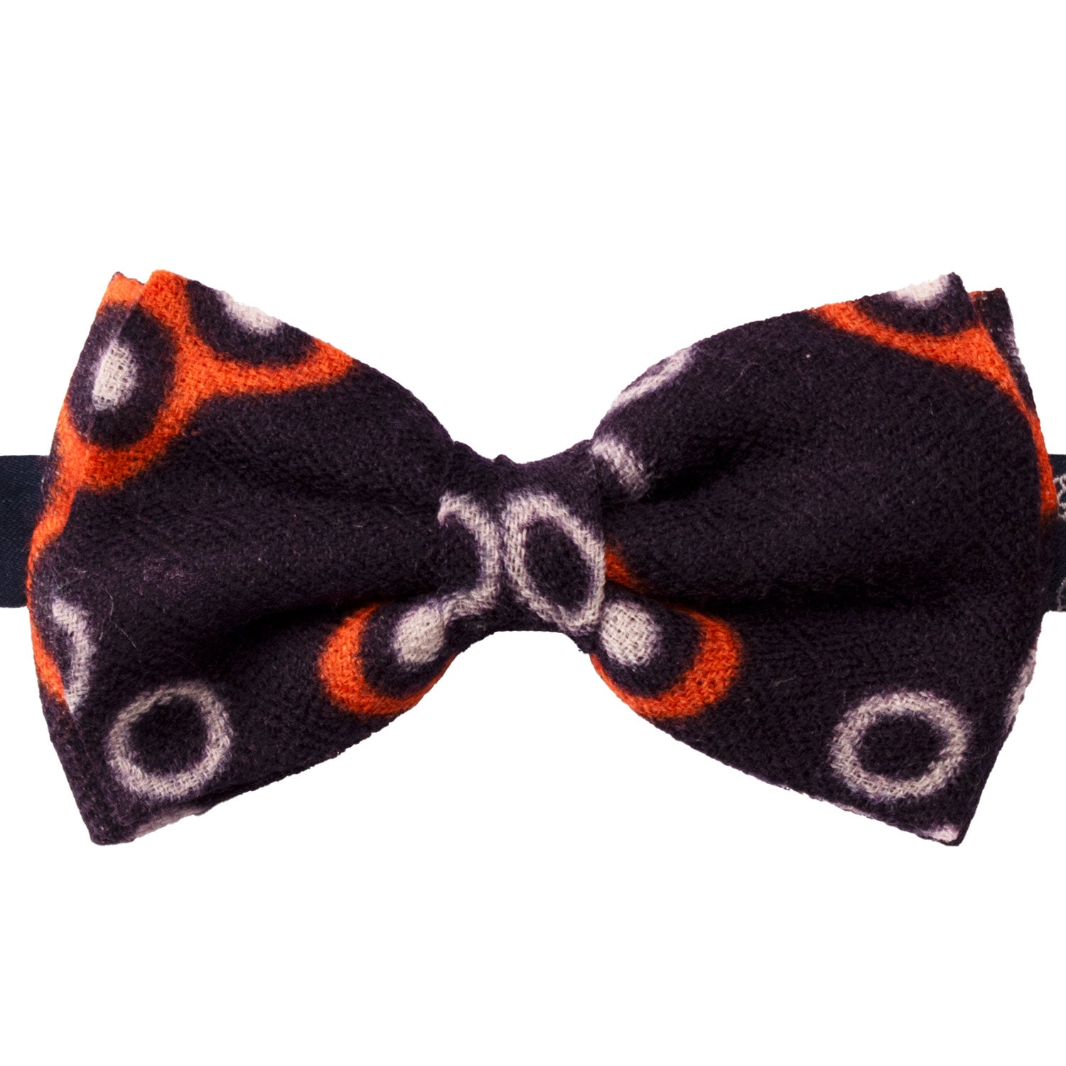 Papillon-Annodato-Vintage-di-Cashmere-Viola-Scuro-Fantasia-Arancione-Bianco-PAP1271